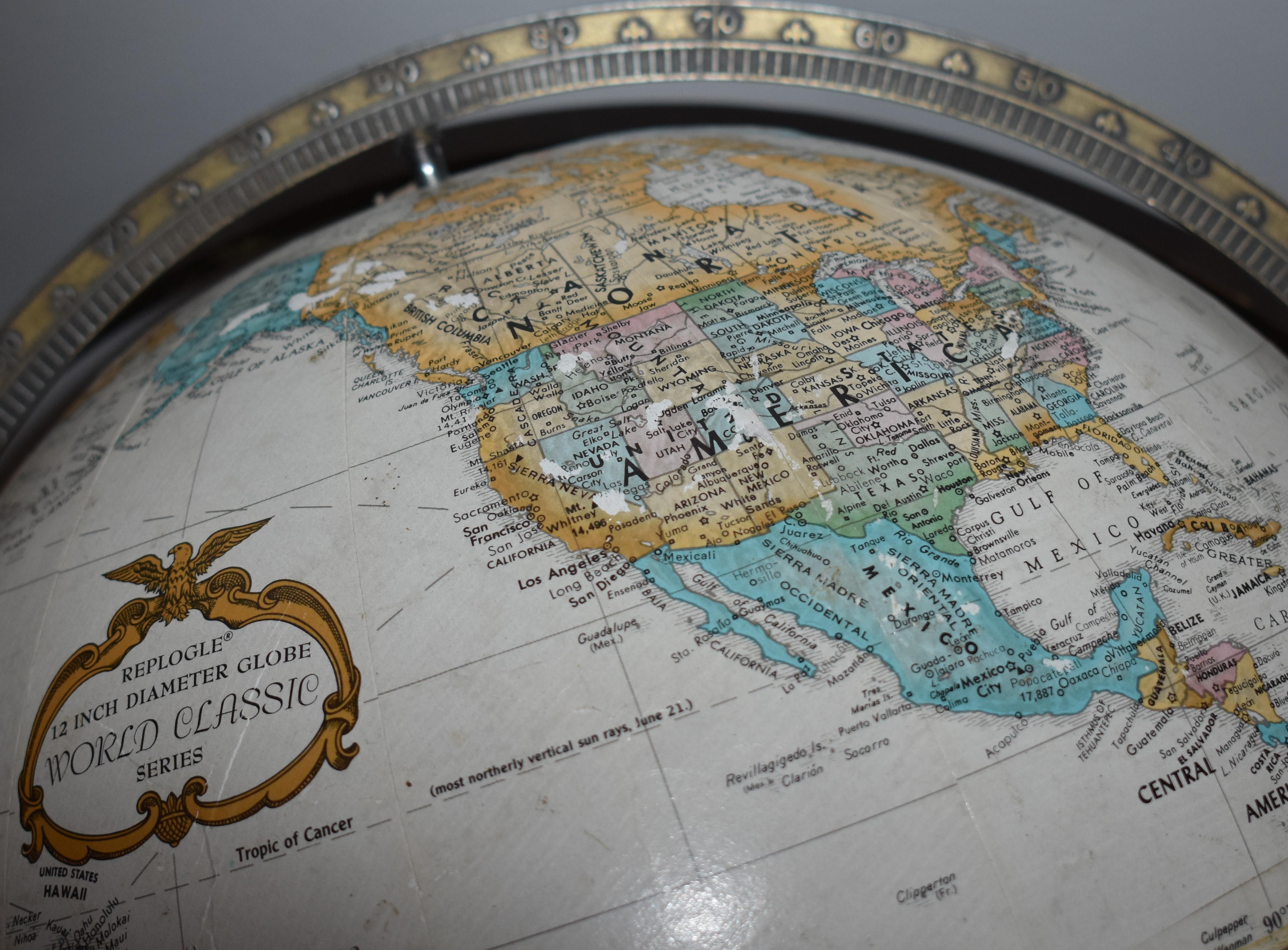 Late 20th Century Mid-Century Replogle Globe in the Style of Paul McCobb For Sale