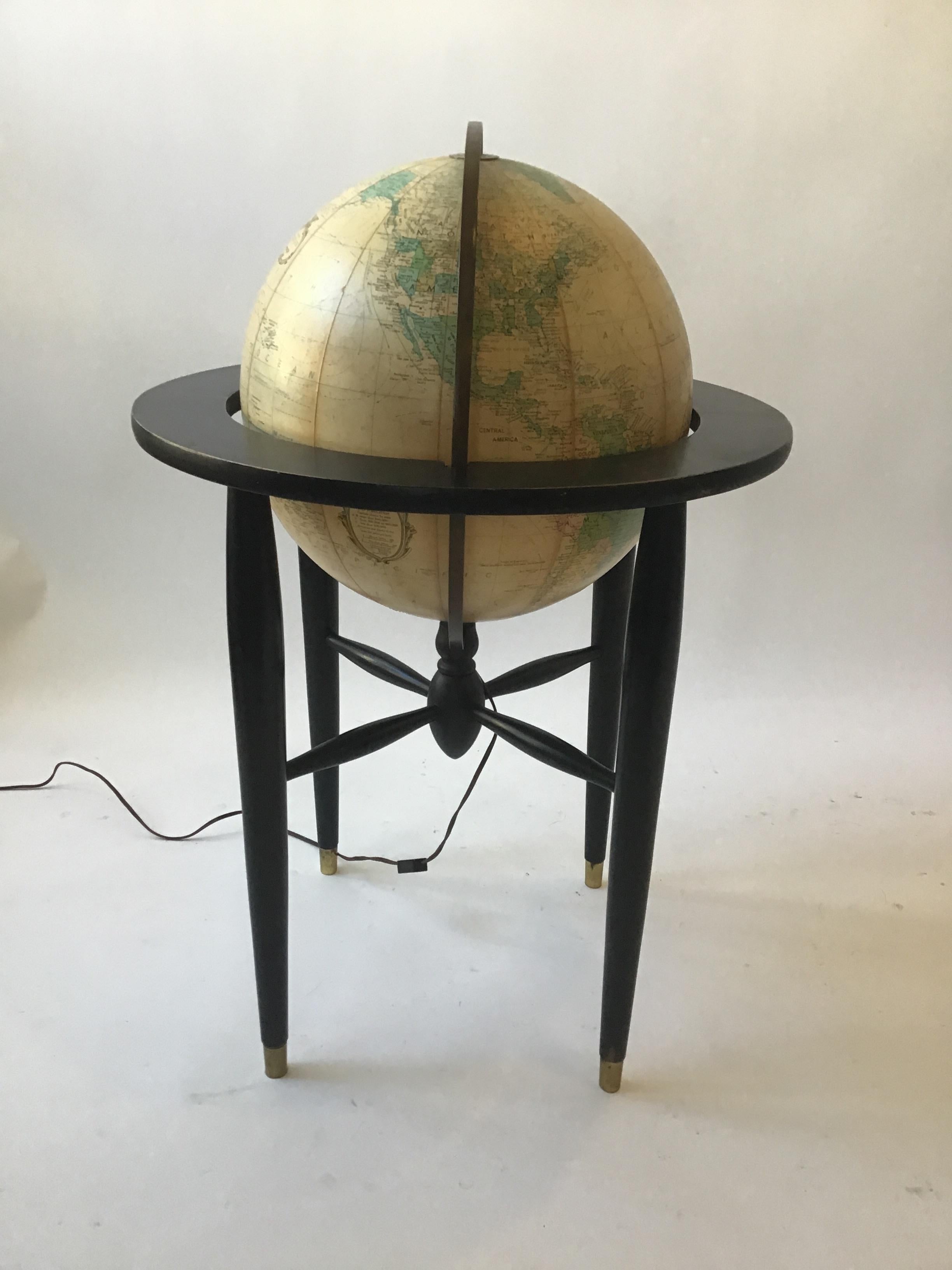Wood Midcentury Replogle Globe on Stand