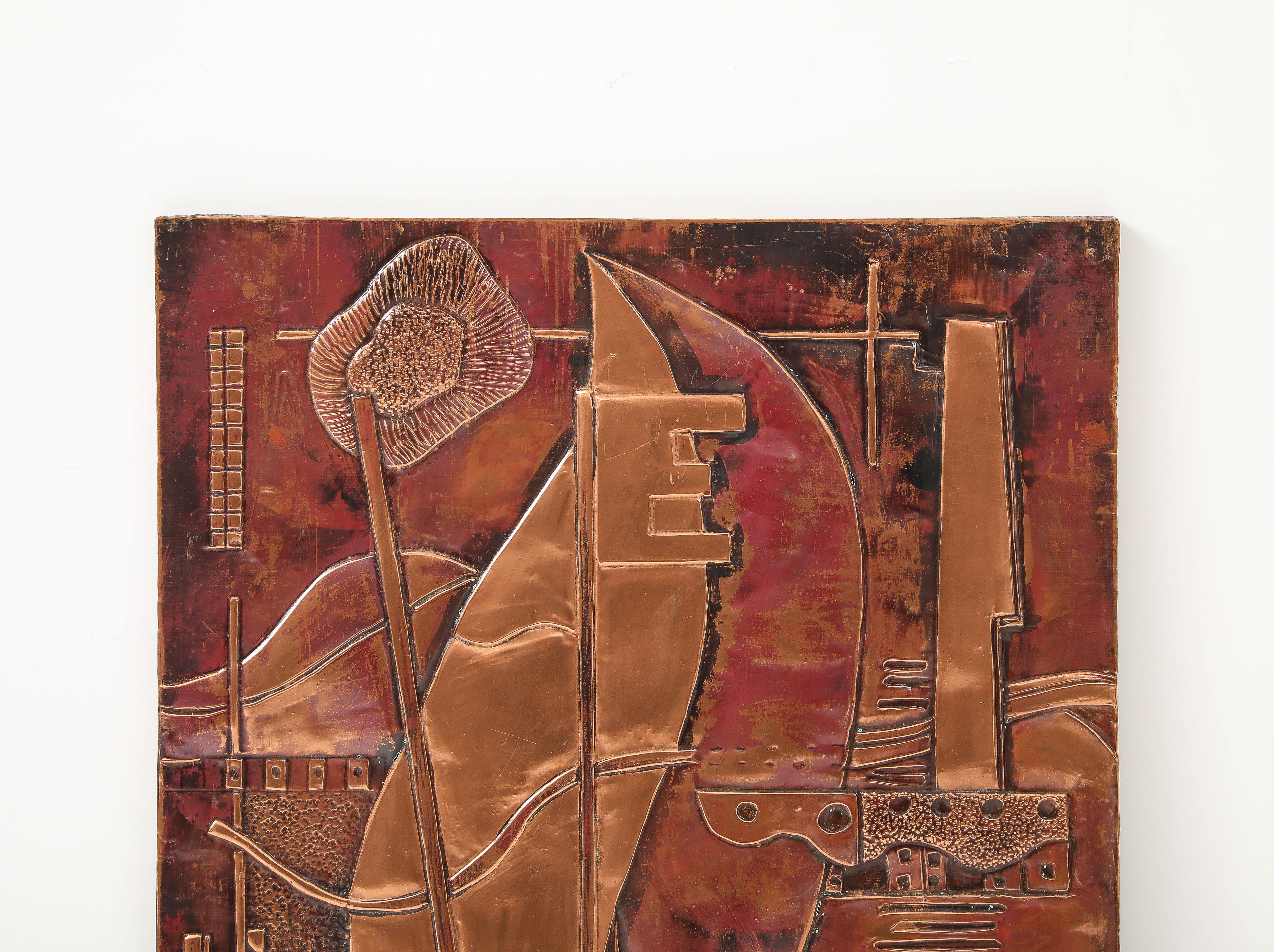 Mid-Century moderno Pannello in rame con natura morta di George Braque, metà del secolo scorso in vendita