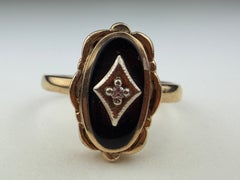 Mid-Century Resco Onyx and Diamond Solitaire Ring