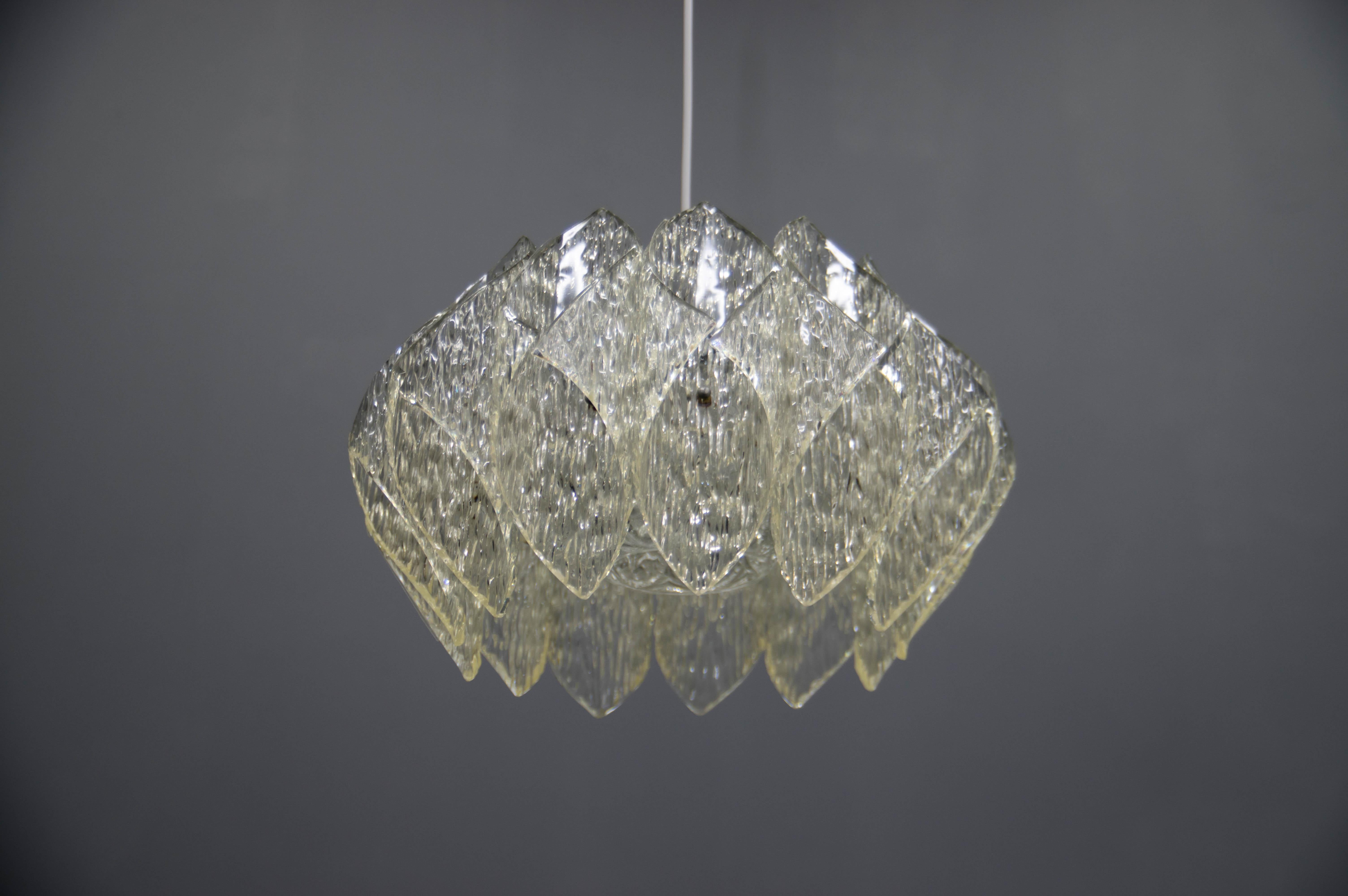 Czech Mid-Century Resin and Glass Pendant, 1960s For Sale
