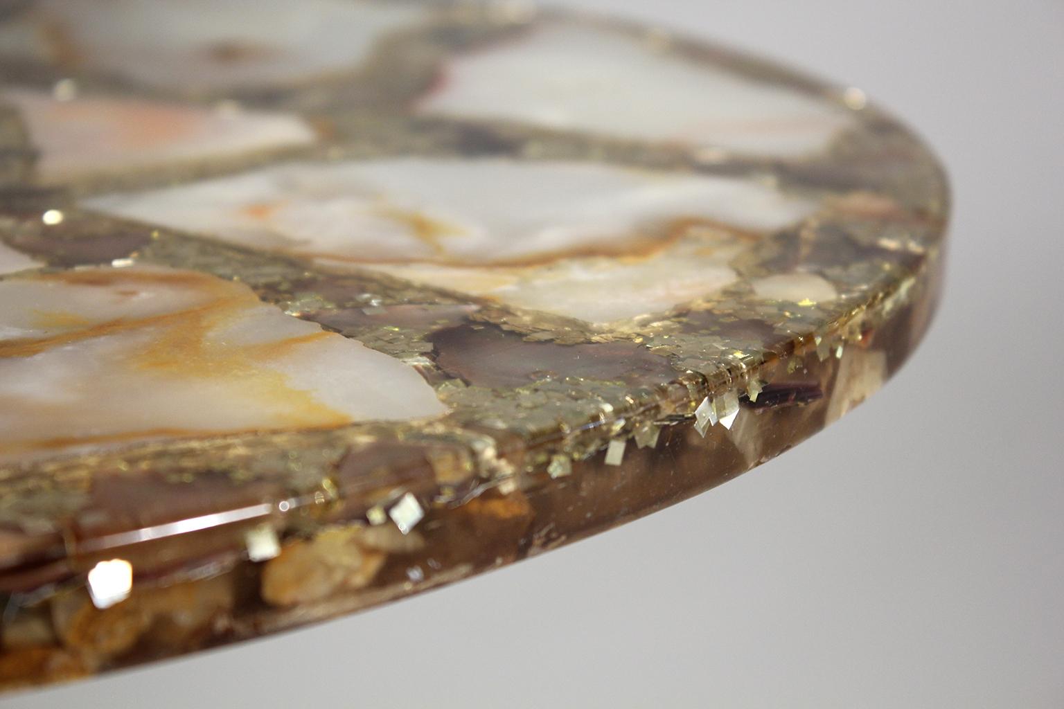 Midcentury Resin Epoxy Chunky Mexican Onyx and Glitter Side End Table 1