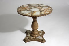 Midcentury Resin Epoxy Chunky Mexican Onyx and Glitter Side End Table