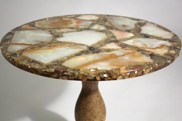 Midcentury Resin Epoxy Chunky Mexican Onyx and Glitter Side End Table