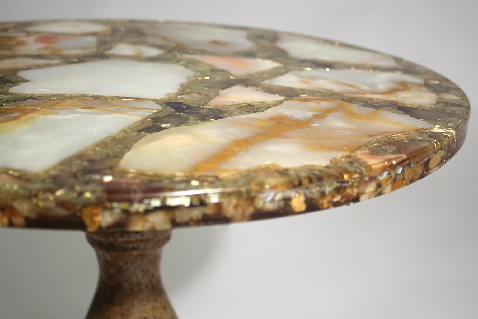 Hollywood Regency Midcentury Resin Epoxy Chunky Mexican Onyx and Glitter Side End Table