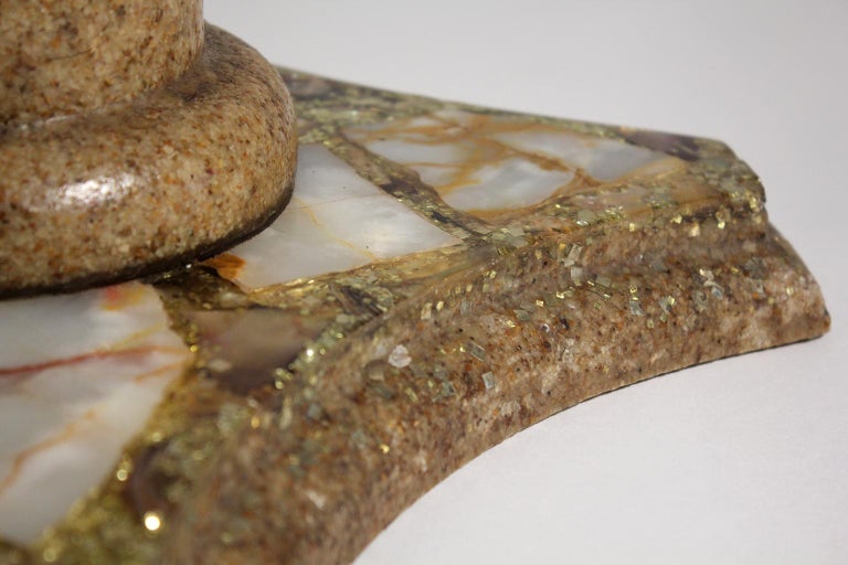 Midcentury Resin Epoxy Chunky Mexican Onyx and Glitter Side End Table