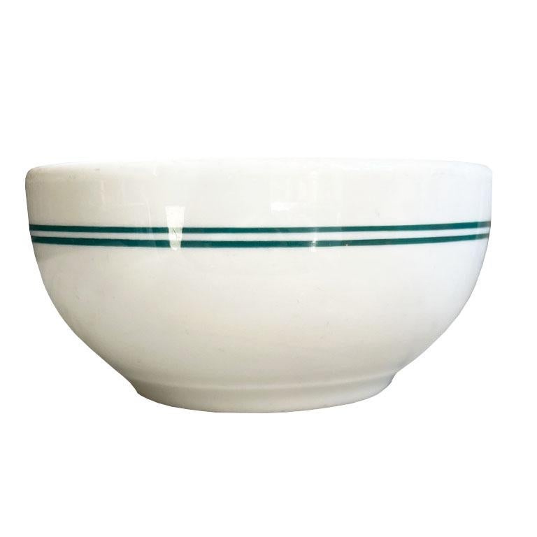 Mid-Century Modern Mid-Century Restaurant Ware Berry Bowls in White and Green, Set of 5 1960s For Sale