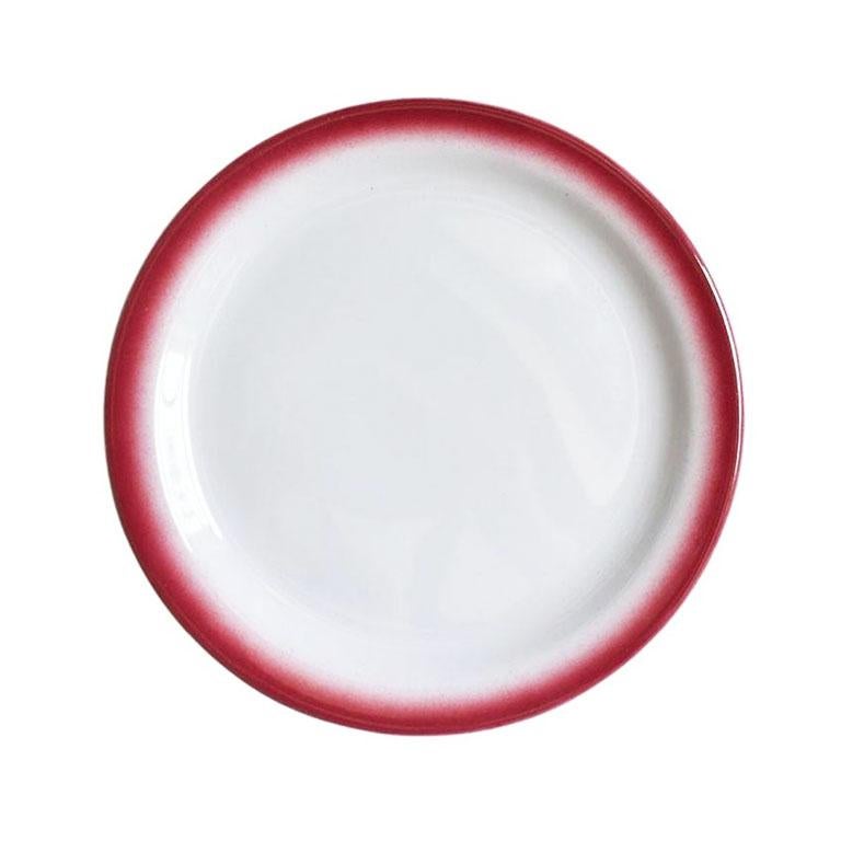 Mid-Century Modern Mid-Century Restaurant Ware Ceramic Plates in White and Pink, Set of 4 1960s