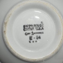 Mid-Century Restaurant Ware Porcelain Bowls in White and Green, Set of 3 1960s