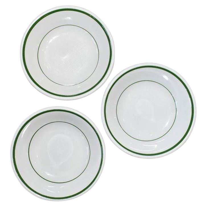 Cuencos de porcelana blanca y verde de mediados de siglo, juego de 3 Años 60