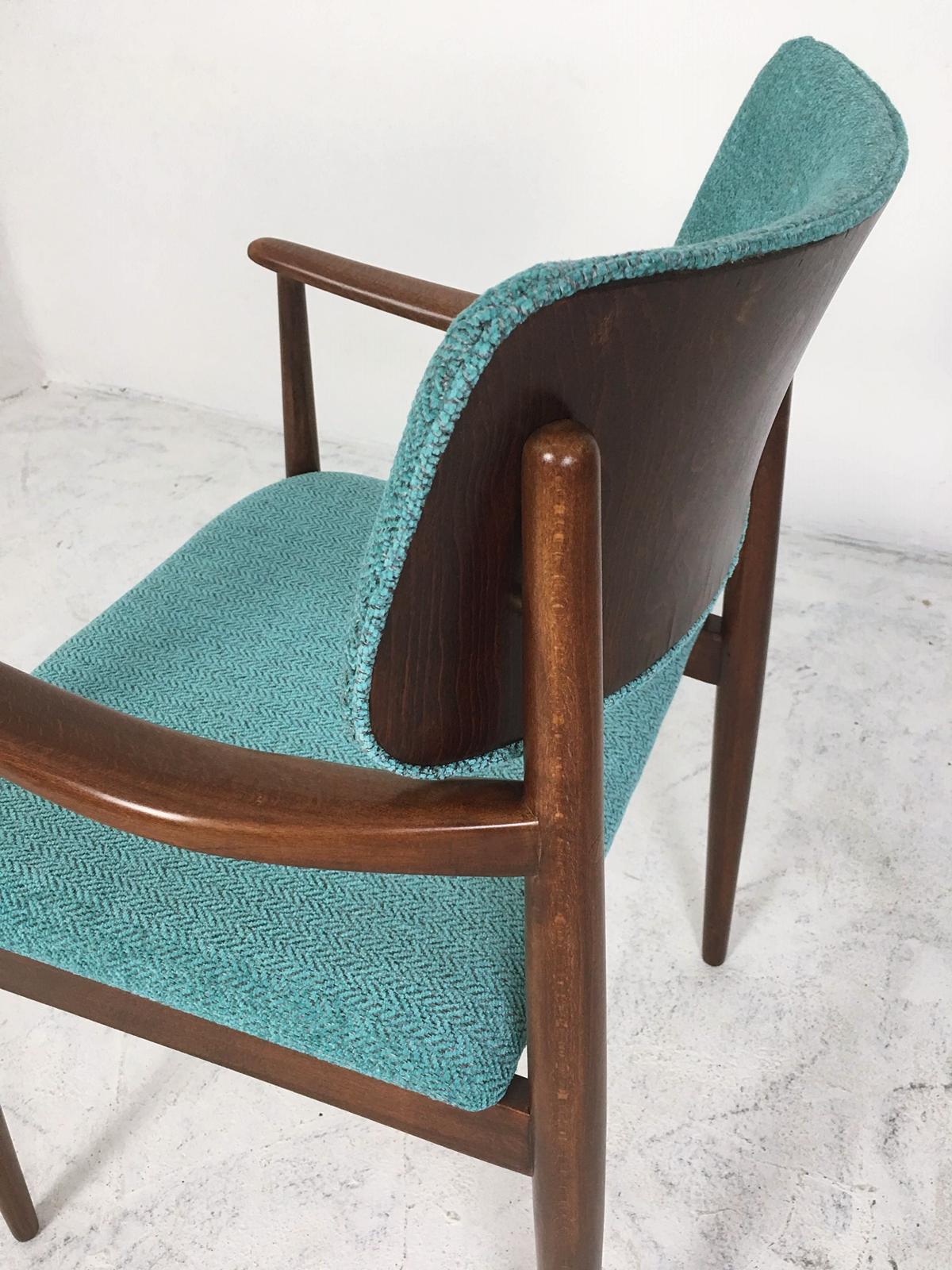 Wiesner Hager Desk Armchair in Turquoise Tweed Upholstery Austria, 1960s 3