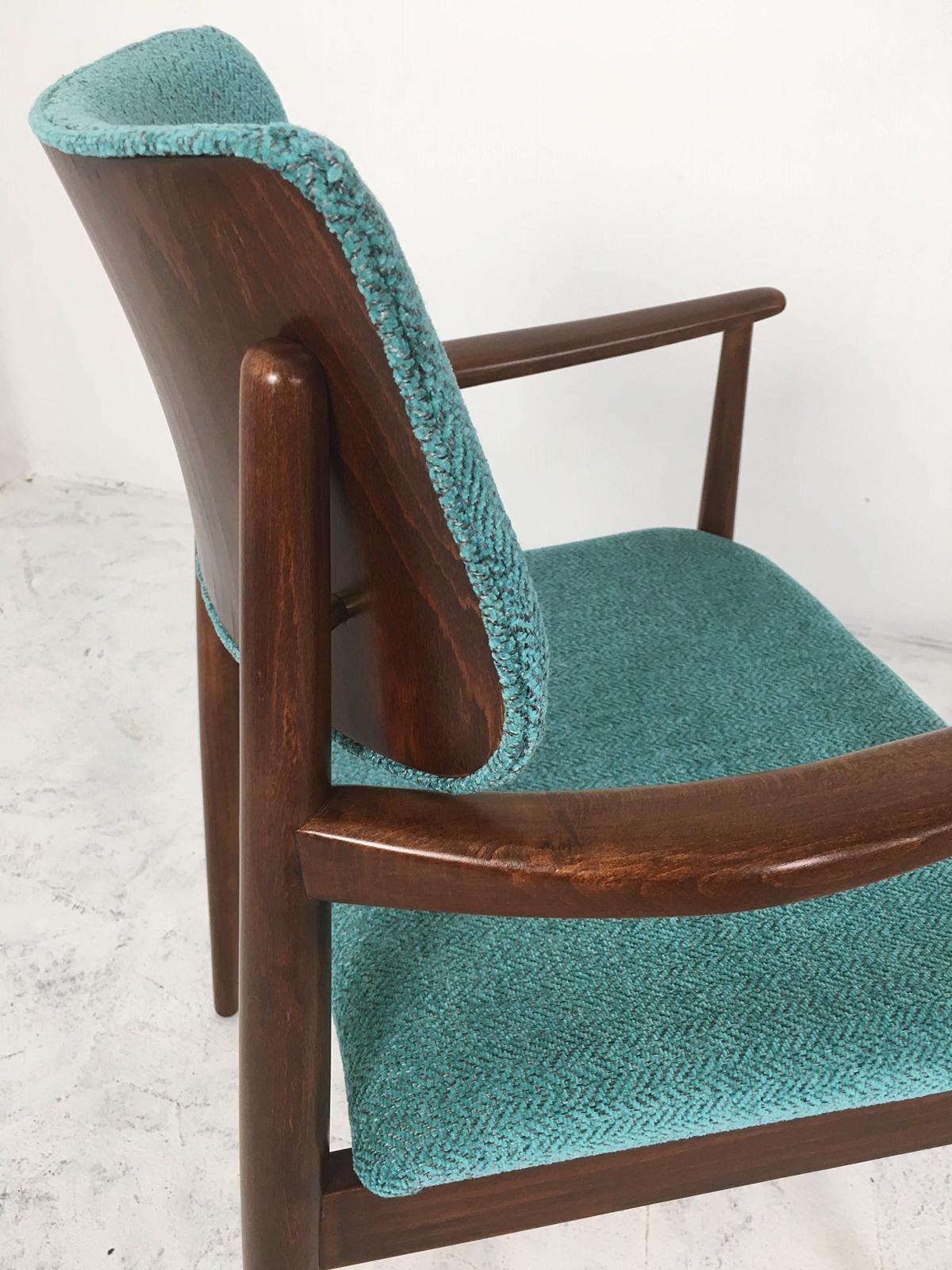 Wiesner Hager Desk Armchair in Turquoise Tweed Upholstery Austria, 1960s 1