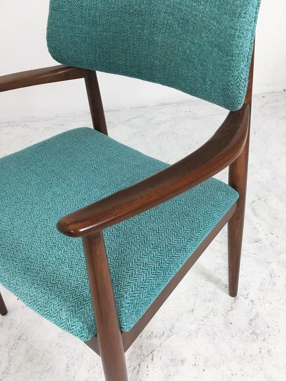 Wiesner Hager Desk Armchair in Turquoise Tweed Upholstery Austria, 1960s 2