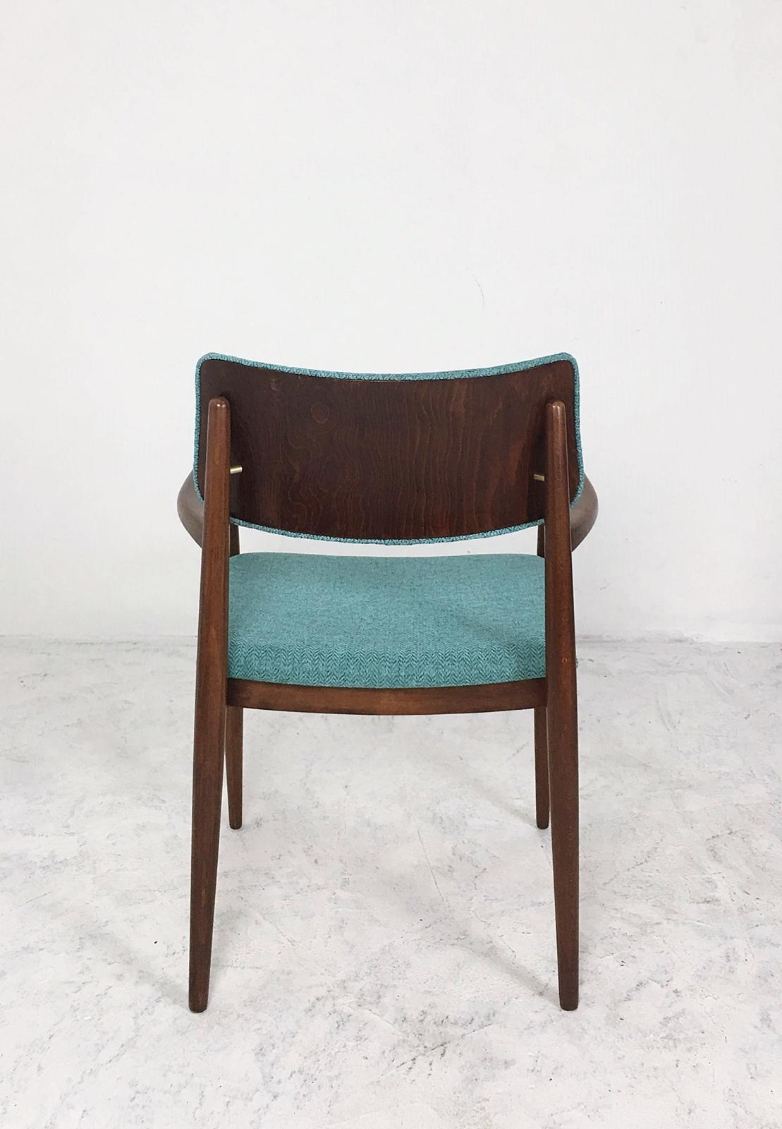 Wiesner Hager Desk Armchair in Turquoise Tweed Upholstery Austria, 1960s In Good Condition In Debrecen-Pallag, HU