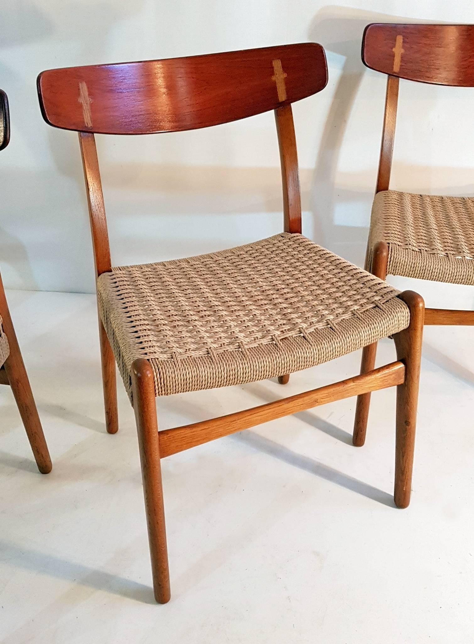 20th Century Hans Wegner CH23 Chairs in Oak and Teak