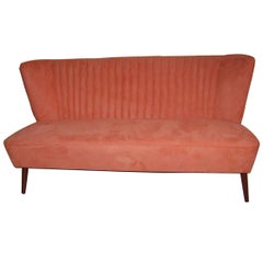 Mid Century Restored Orange Club Sofa