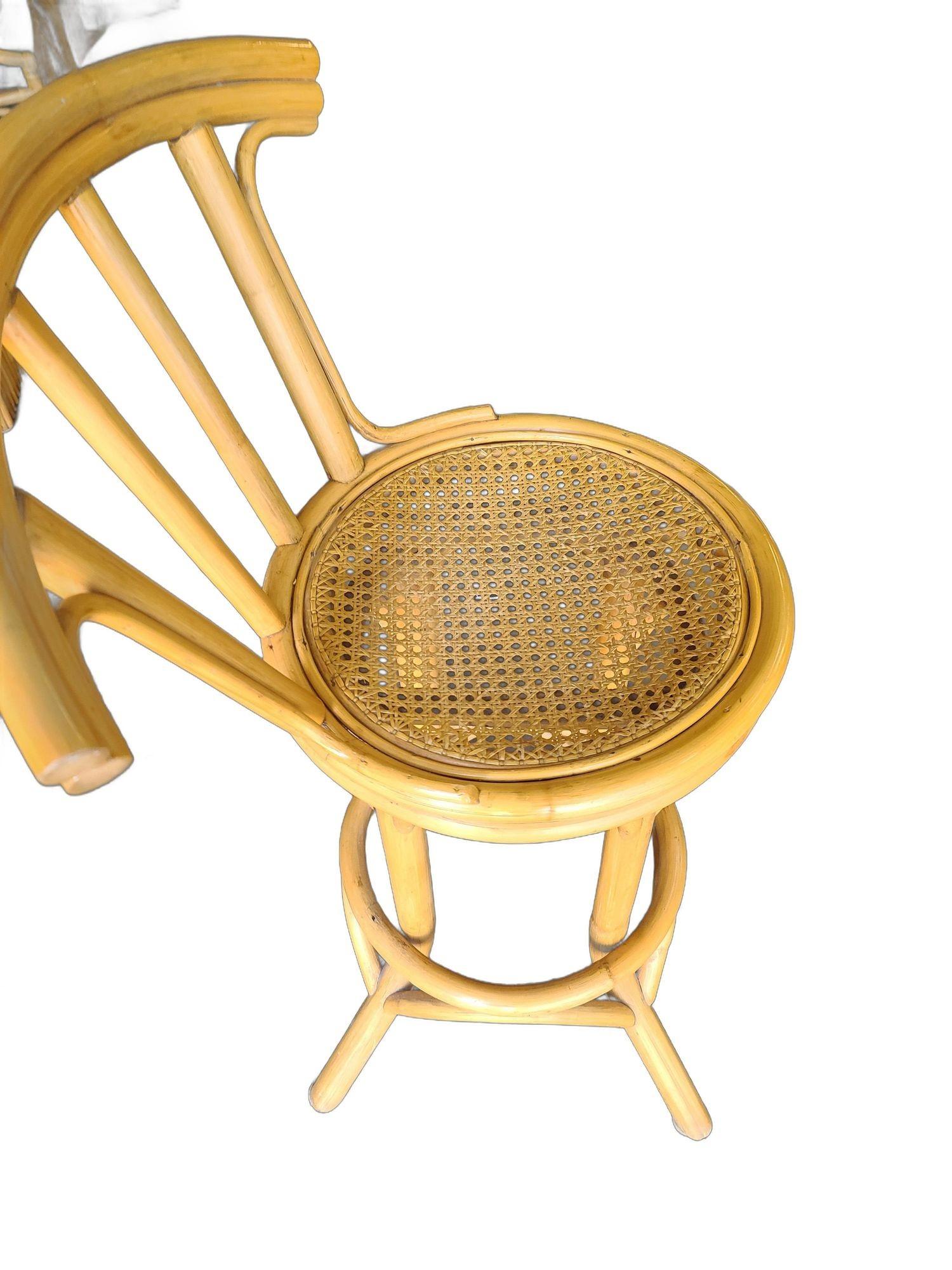 Mid-20th Century Mid Century Restored Rattan Bar Stool with Wicker Seat For Sale