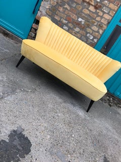 Mid -century Restored Yellow Club Sofa, 1950s