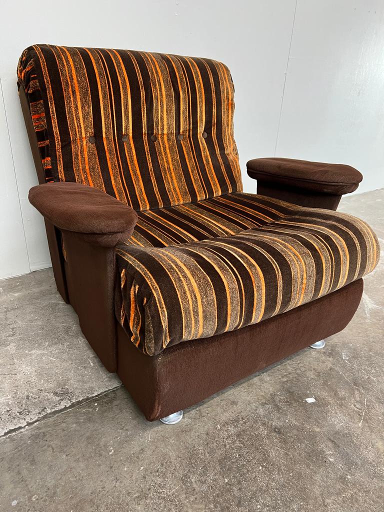 Mid-Century moderno Poltrona danese in tessuto a righe vintage Mid Century Retro 1960's in vendita