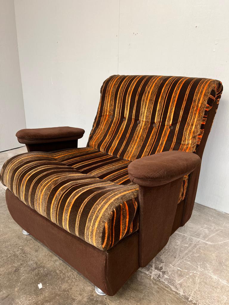 XX secolo Poltrona danese in tessuto a righe vintage Mid Century Retro 1960's in vendita