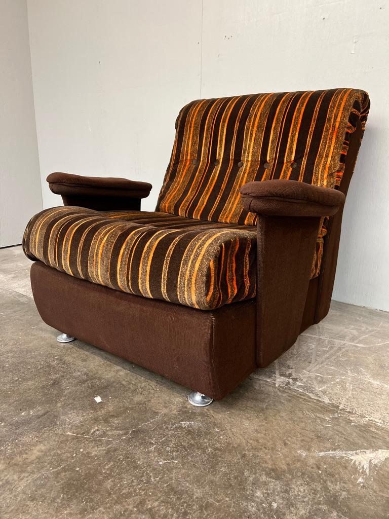 Poltrona danese in tessuto a righe vintage Mid Century Retro 1960's in vendita 1
