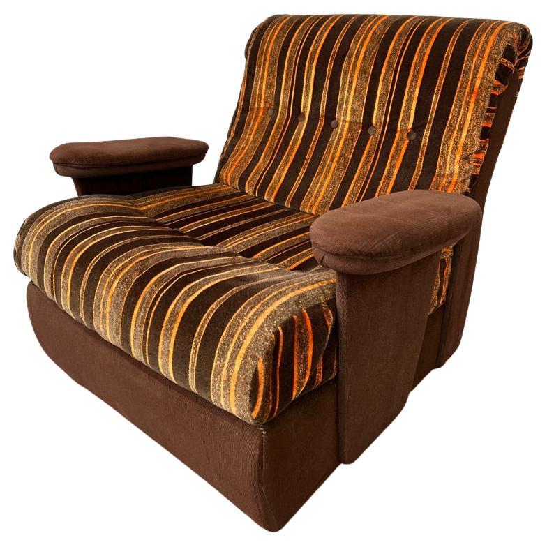 Mid Century Retro 1960's vintage striped fabric Danish arm chair