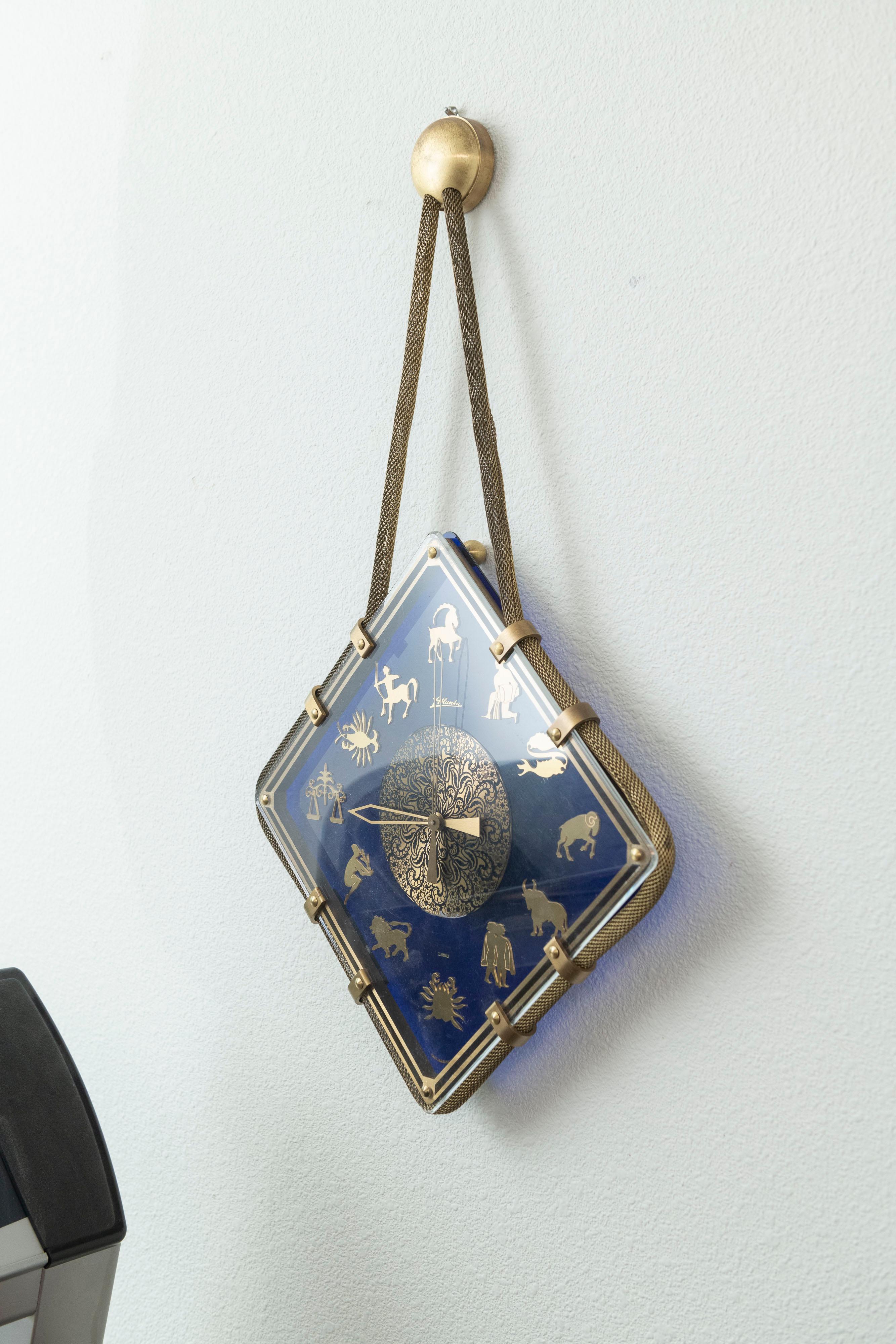 Mid-Century Modern Mid Century Retro/ Art Deco Zodiac Clock, German, Atlanta Clock Company