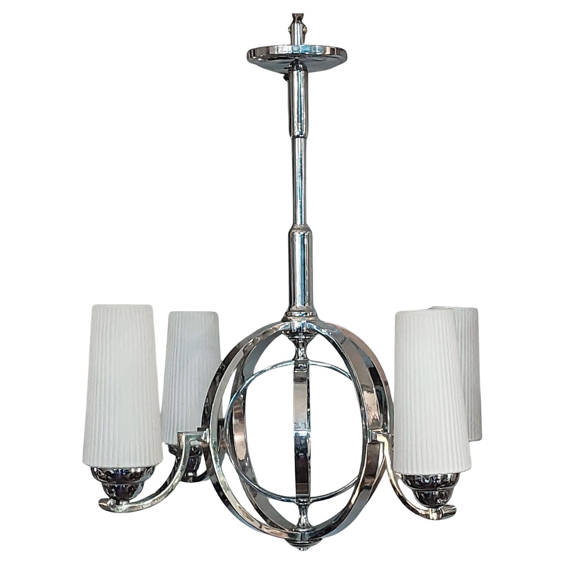 Mid Century Retro Chrome Ceiling Lamp For Sale