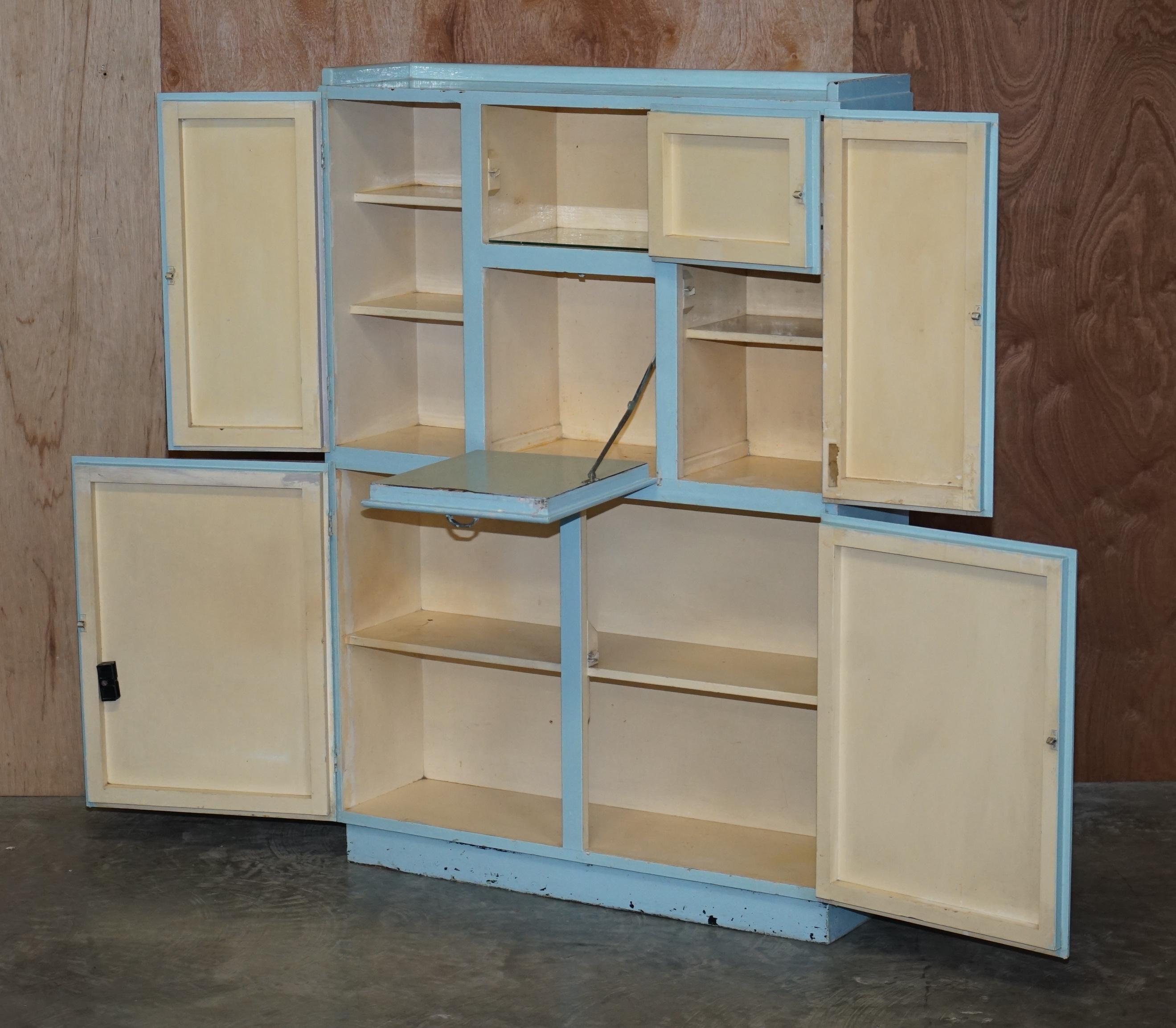 Mid Century Retro circa 1950's Duck Egg Blue Kitchen Larder Cupboard or Unit For Sale 2