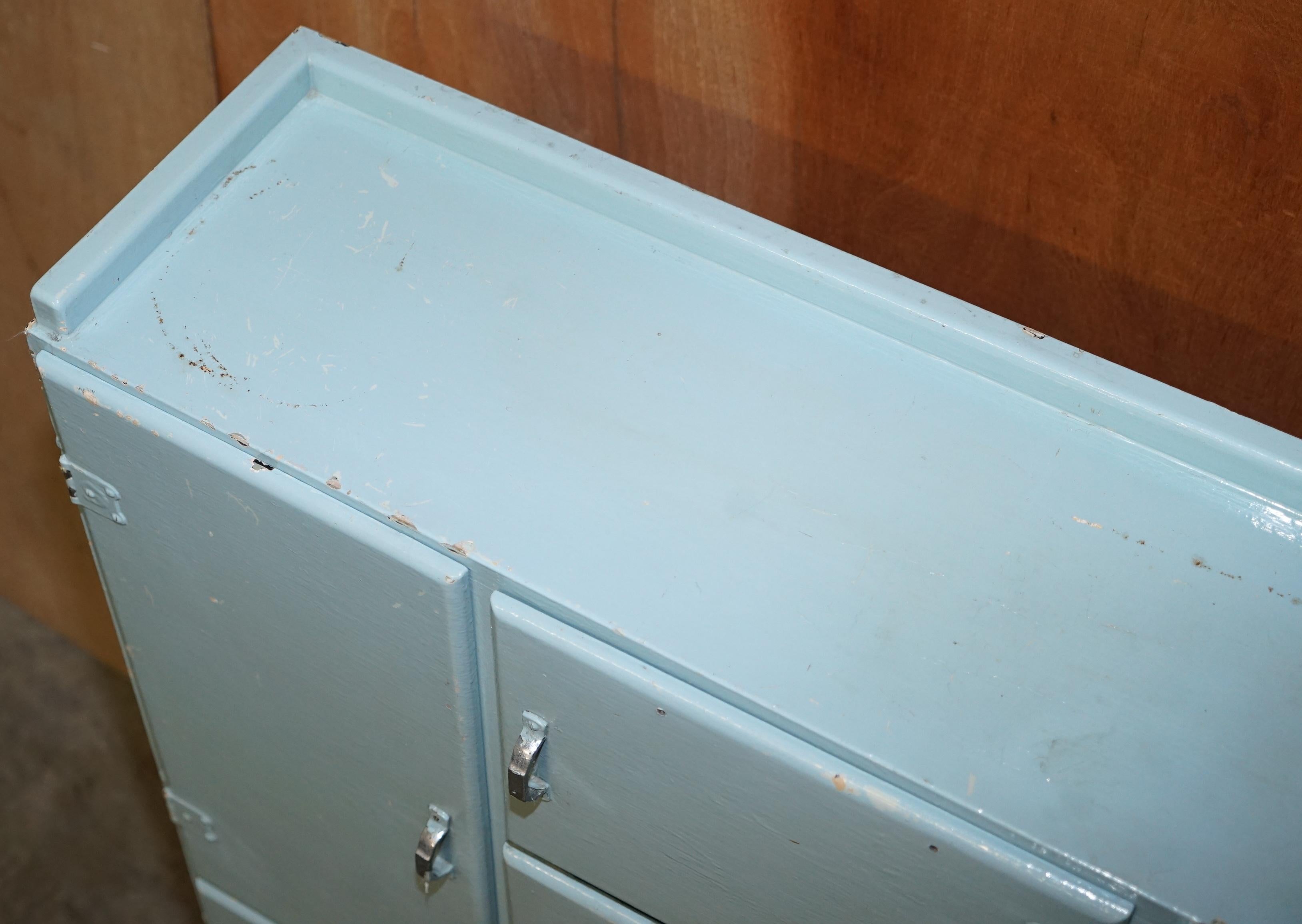 Painted Mid Century Retro circa 1950's Duck Egg Blue Kitchen Larder Cupboard or Unit For Sale