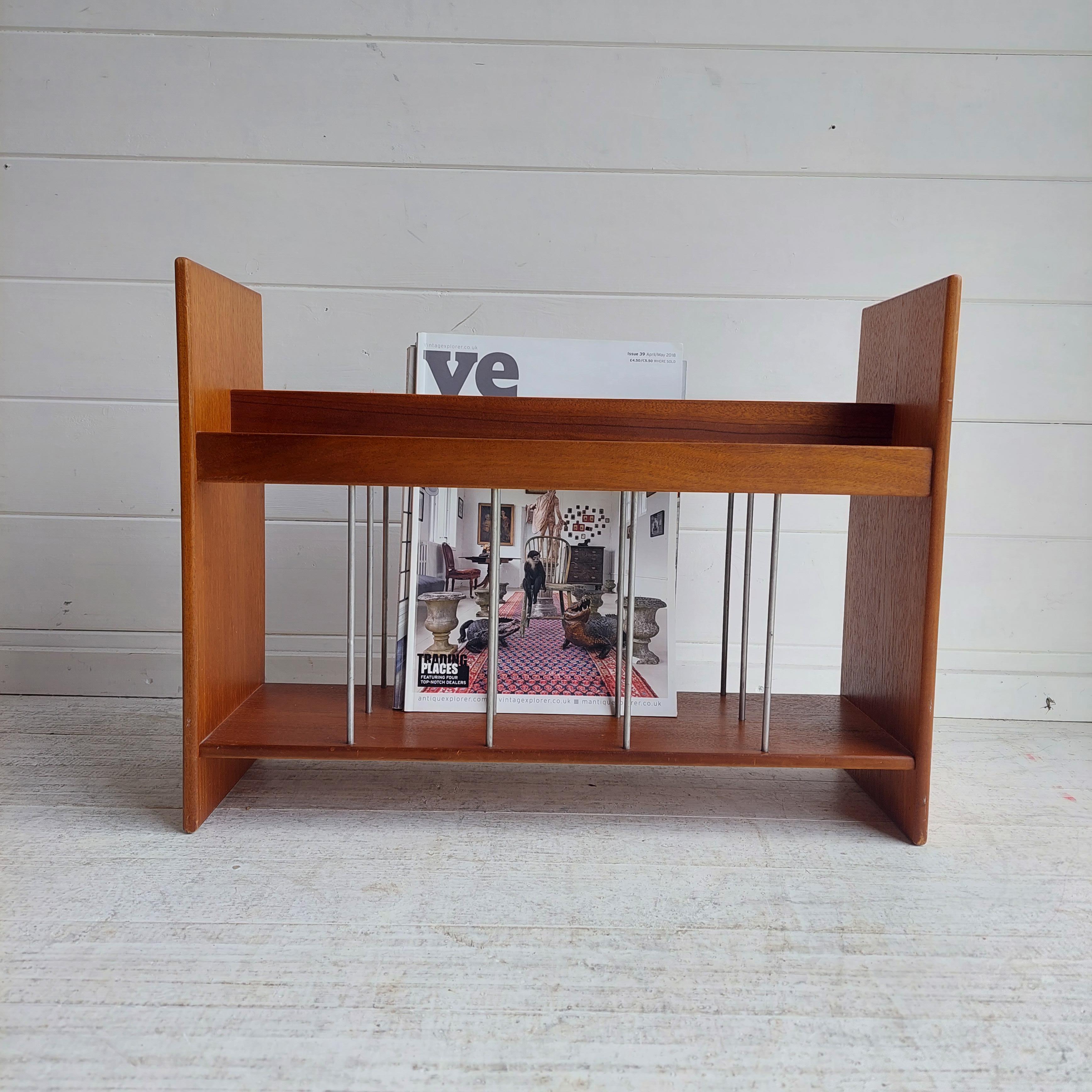 Mid Century Retro Danish Teak Magazine Rack Holder, 1960s In Good Condition In Leamington Spa, GB