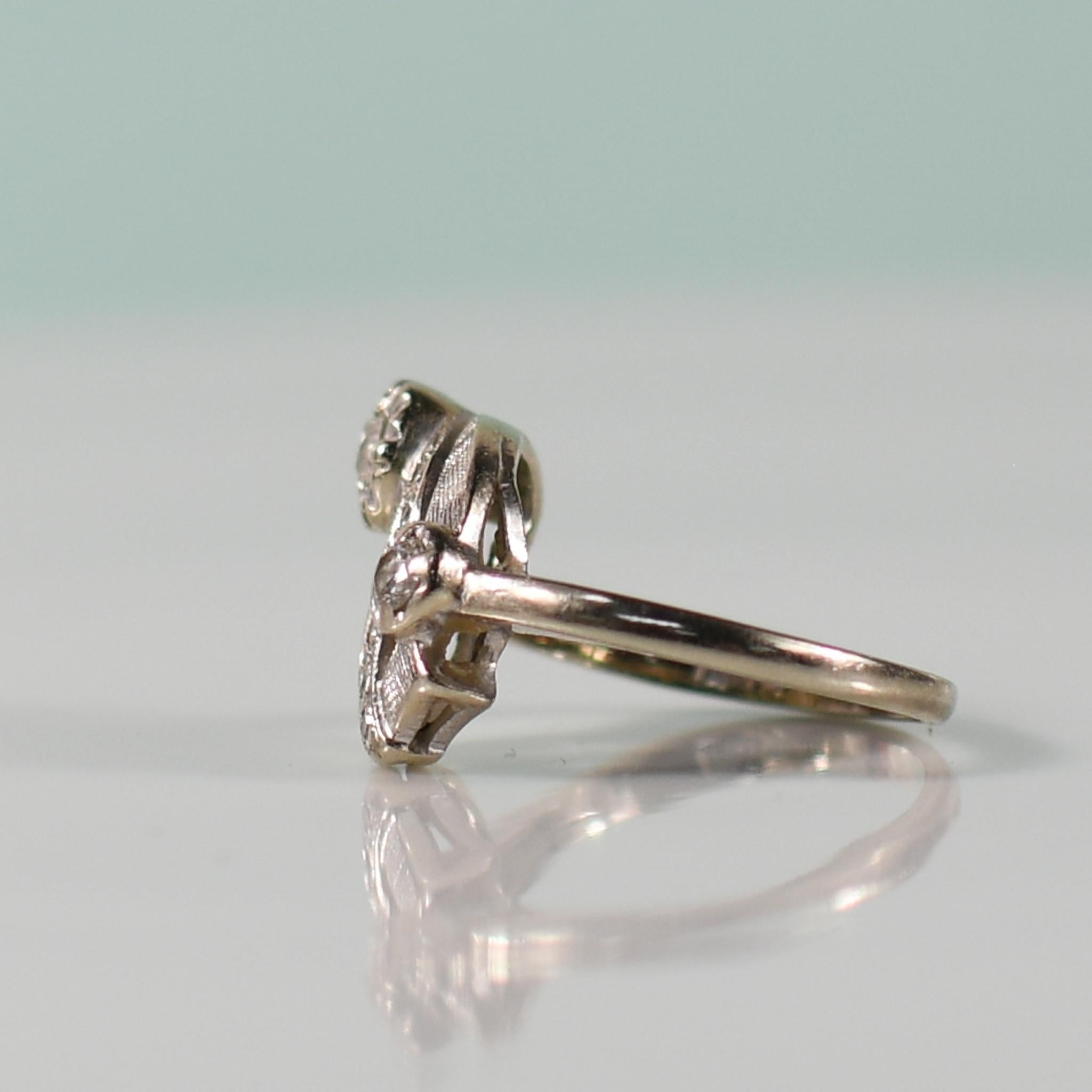Mid-Century Retro Diamond Cocktail Ring in 14K White Gold In Good Condition For Sale In Addison, TX