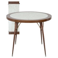 Tavolo espandibile con base metallica circolare in laminato retrò del Mid-Century