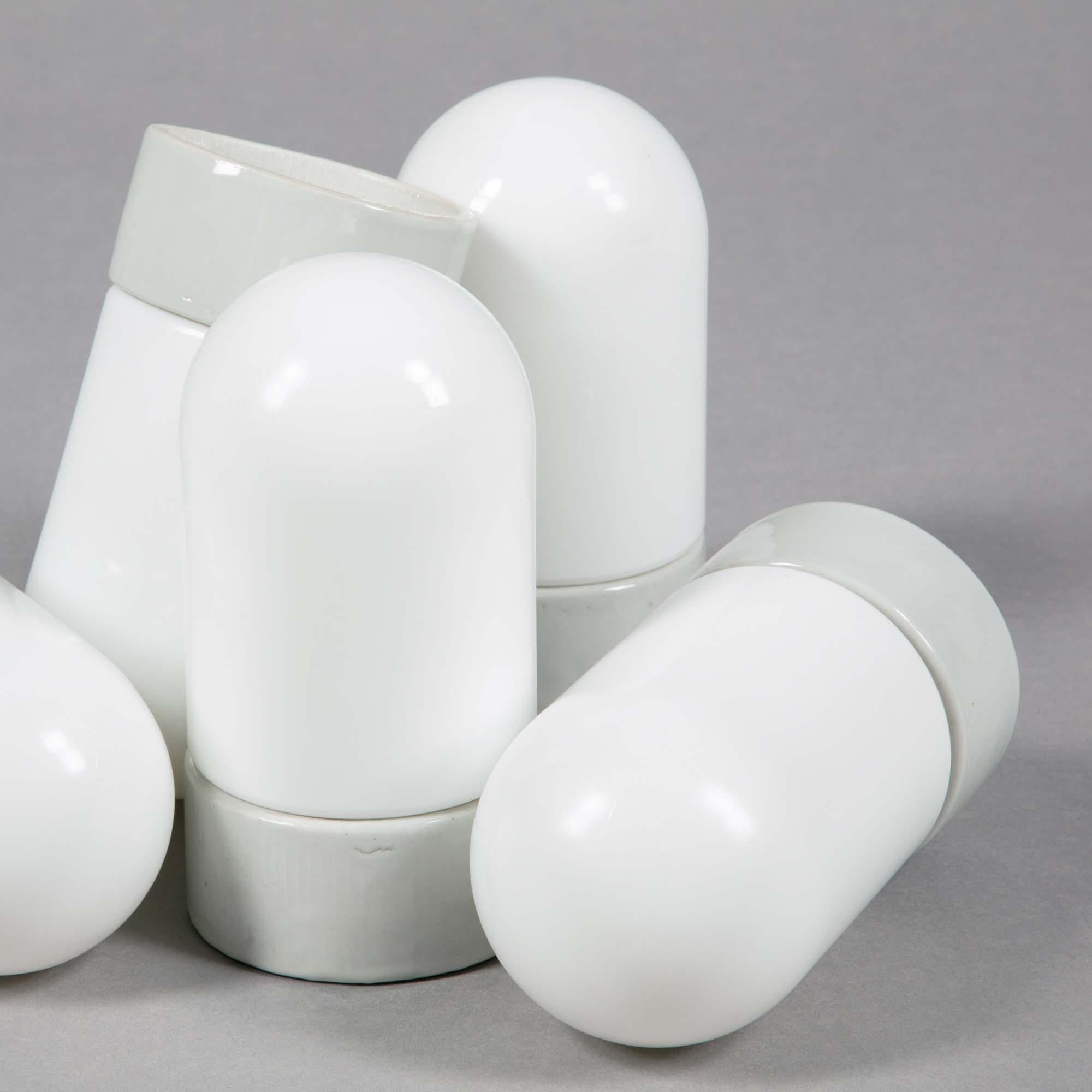 Ceco Mid-Century Retro Opaline Glass Flush Light in vendita