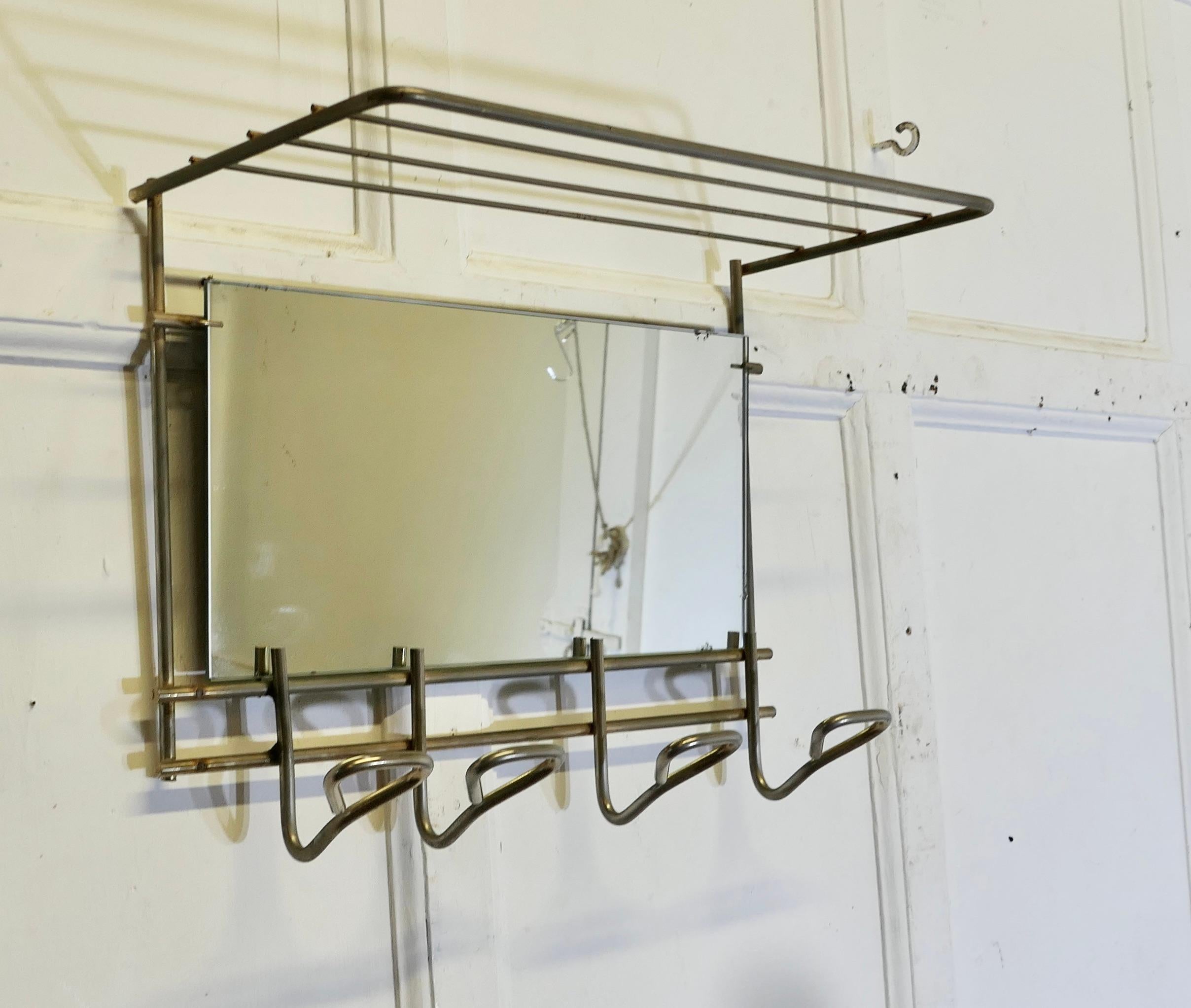Mid-Century Modern Mid Century Retro Polished Steel Mirrored Hat and Coat Rack For Sale