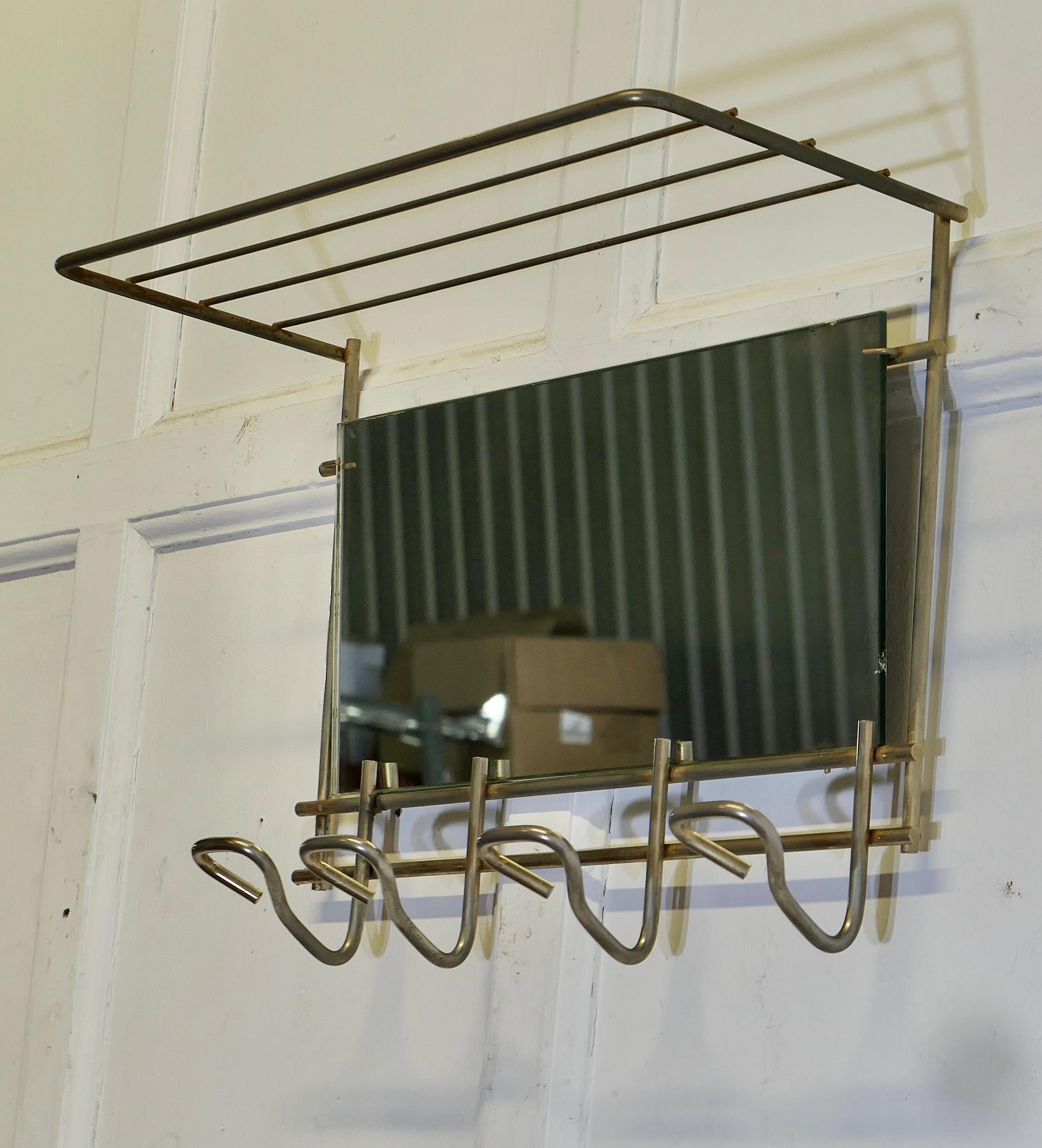Mid-20th Century Mid Century Retro Polished Steel Mirrored Hat and Coat Rack For Sale