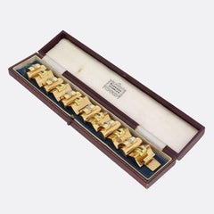 Mid Century Retro Ruby and Diamond Heavy Bracelet