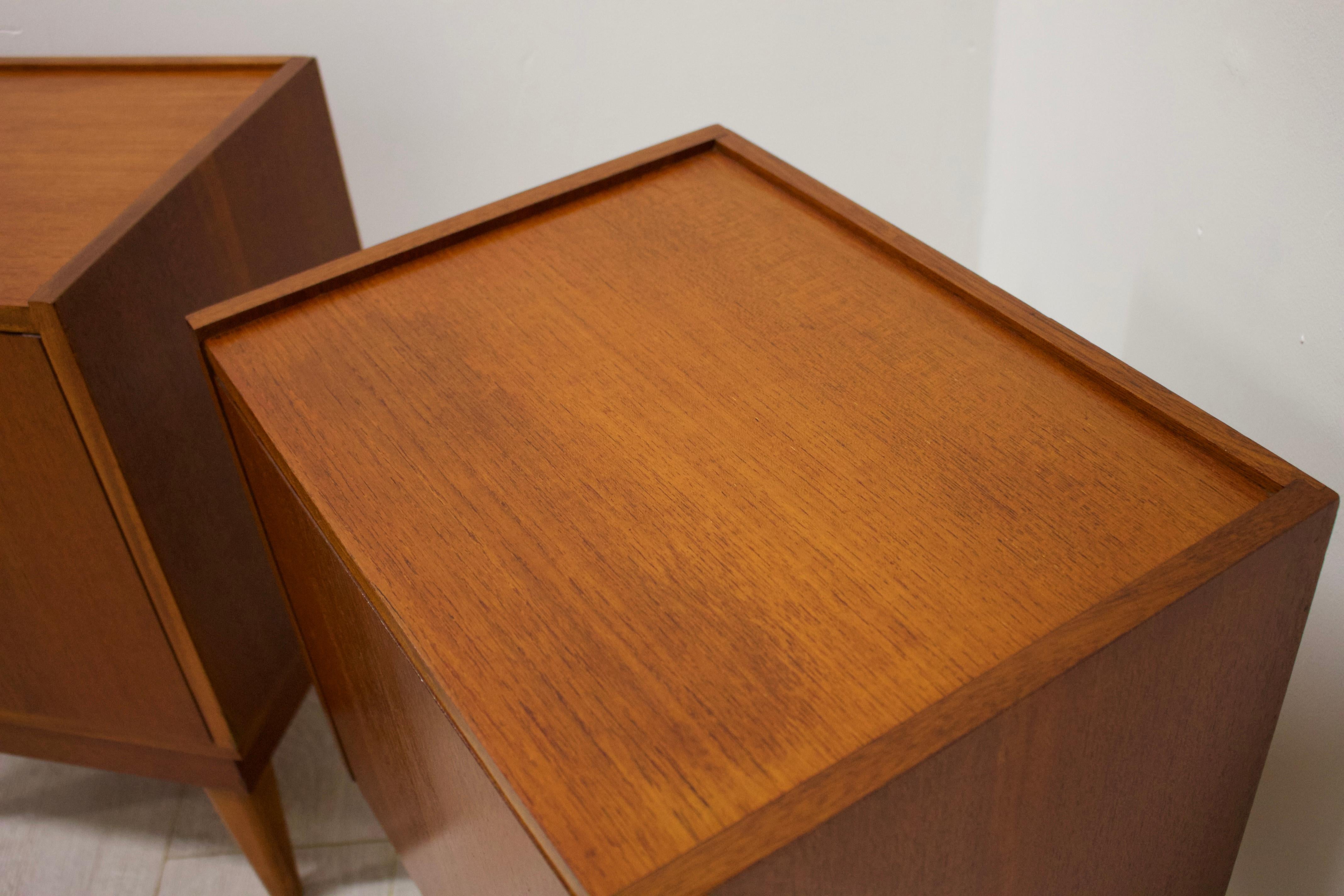 Veneer Midcentury Retro Teak Austinsuite Bedside Cabinet Tables, Set of 2