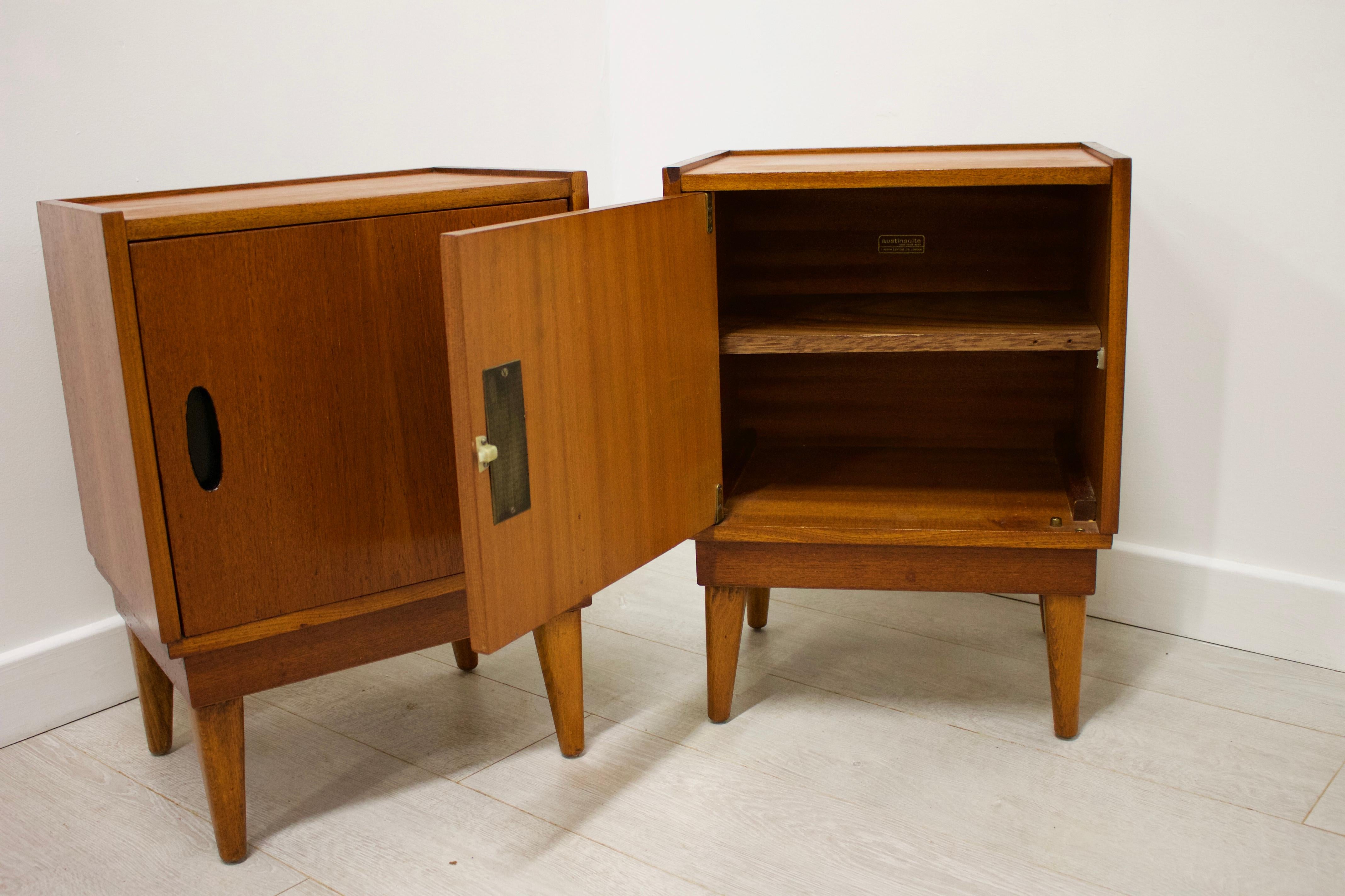 20th Century Midcentury Retro Teak Austinsuite Bedside Cabinet Tables, Set of 2