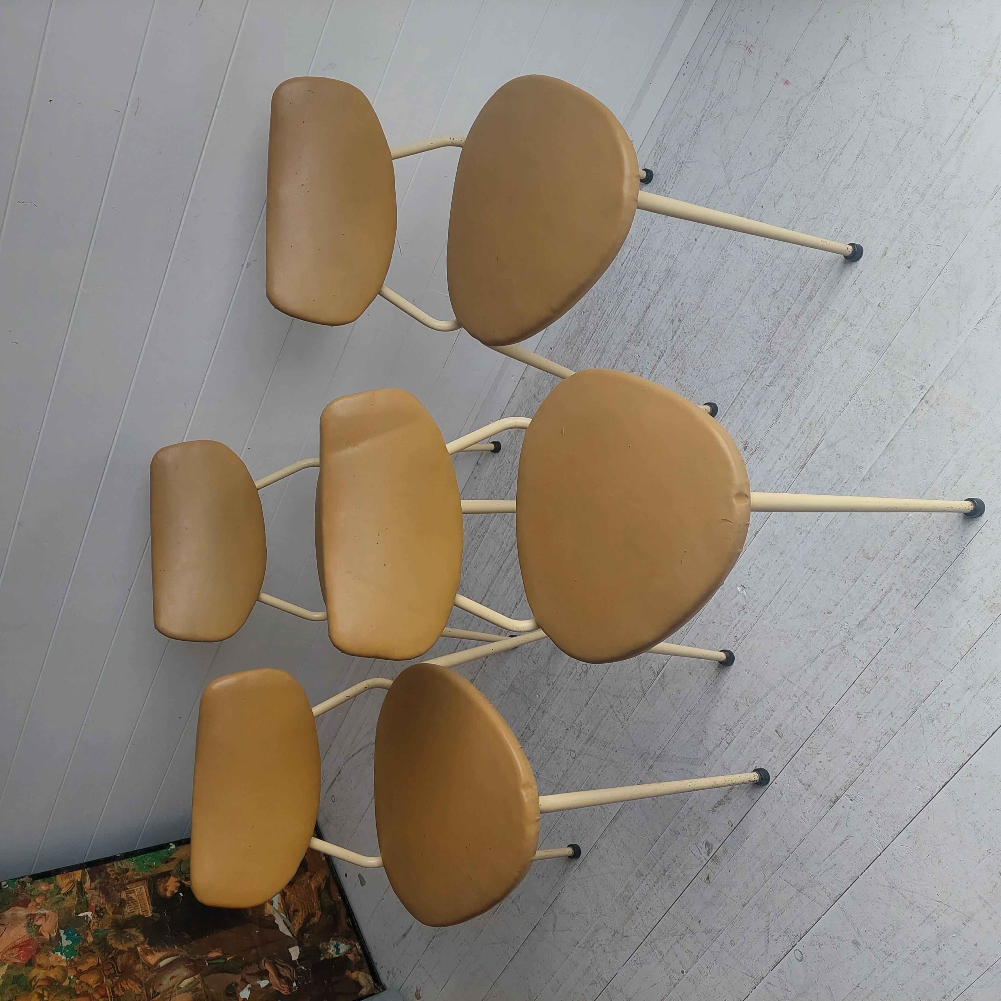 Mid Century Retro Tubular vinyl 4  Stacking dining Chairs, 50s For Sale 5