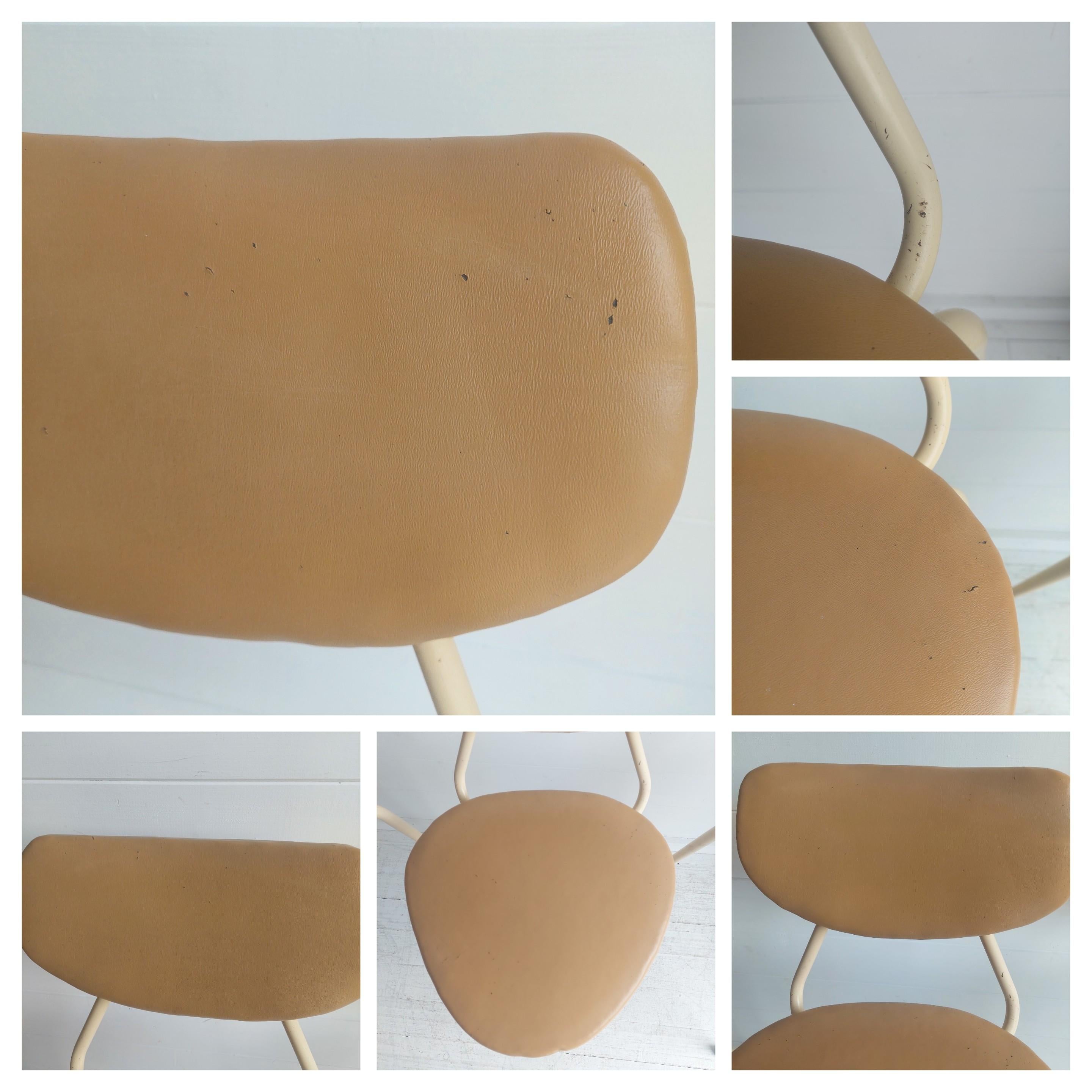 Mid Century Retro Tubular vinyl 4  Stacking dining Chairs, 50s For Sale 10