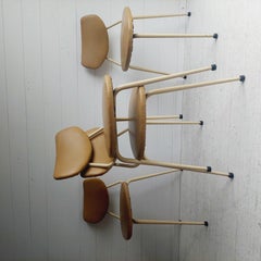 Mid Century Retro Tubular vinyl 4  Stacking dining Chairs, 50s