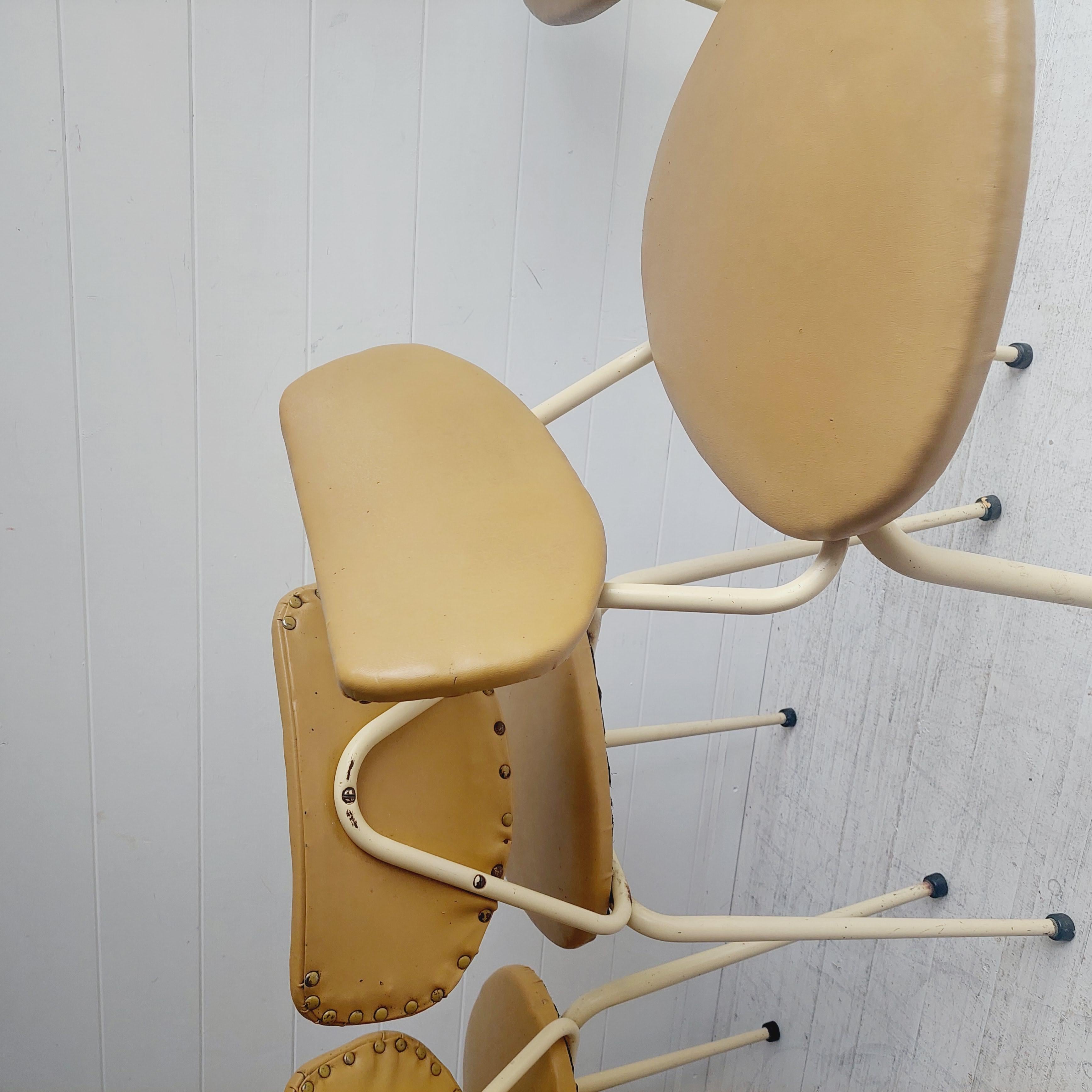 Mid Century Retro Tubular vinyl 4  Stacking dining Chairs, 50s For Sale 2
