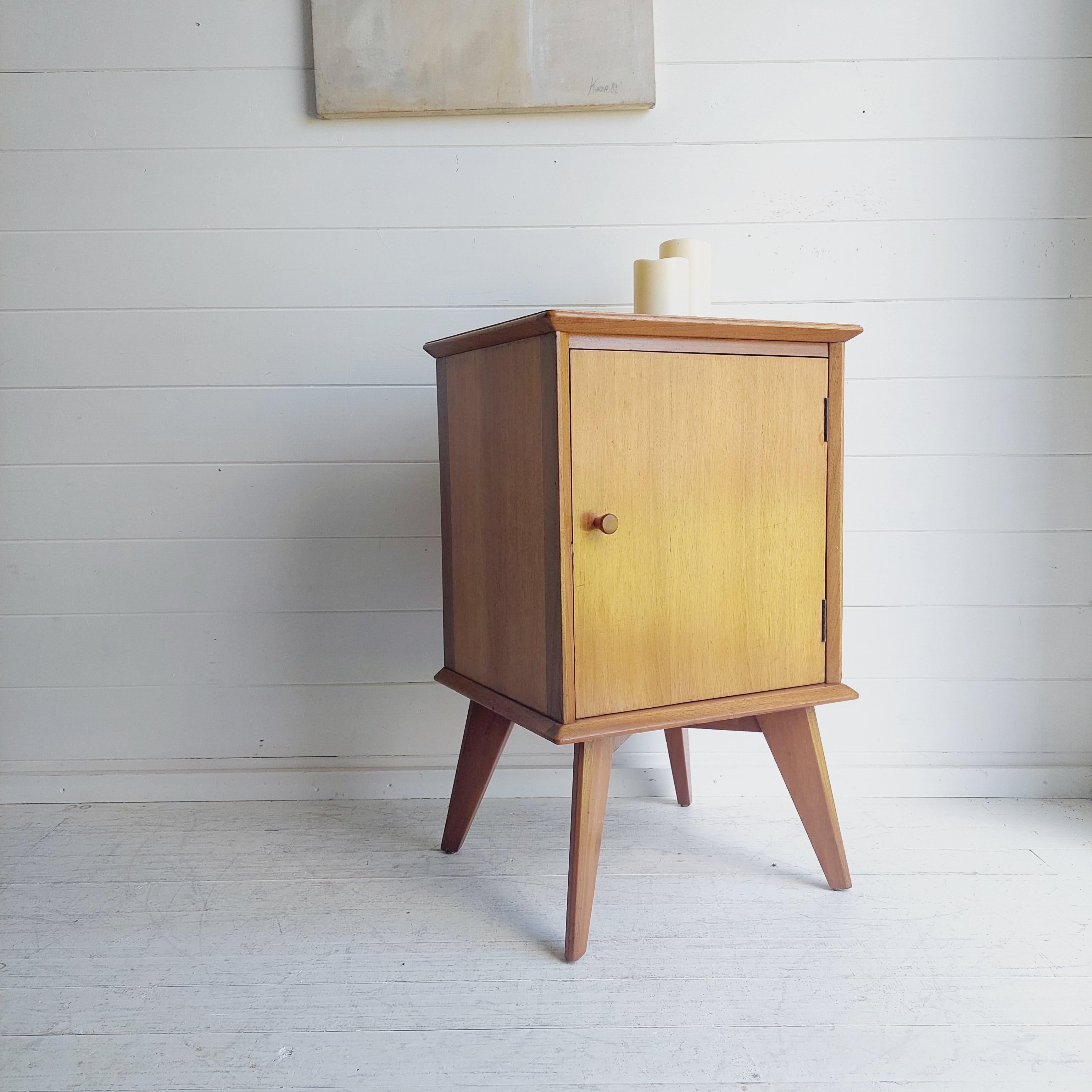 Scandinavian Modern Mid Century Retro Walnut Bedside Cabinet nightsand  by Alfred Cox Vintage 1950’s