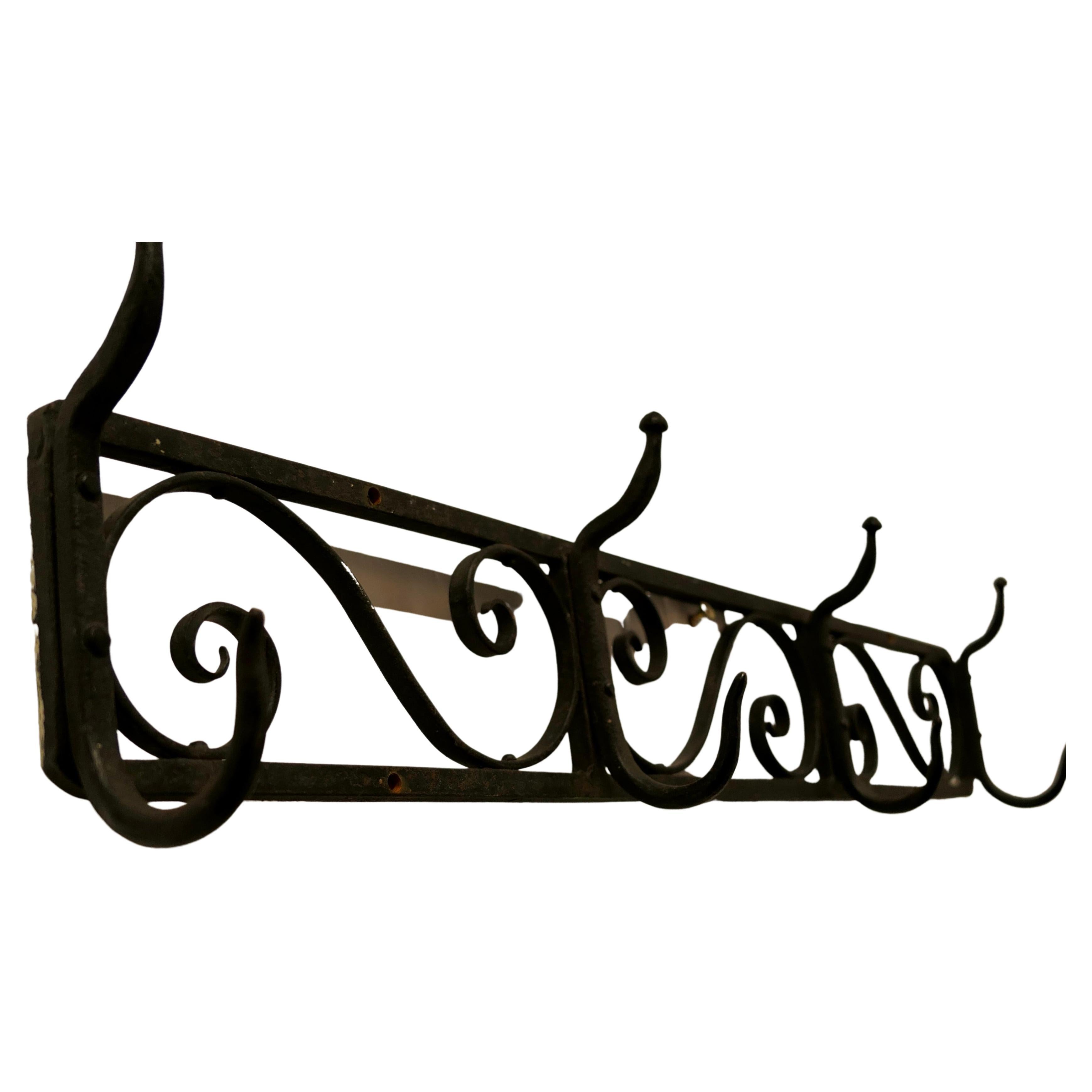 Midcentury Retro Wrought Iron Hat and Coat Rack

 This is a very stylish and heavy quality piece in wrought iron with4 double hooks

A very useful piece for a cloakroom or hall 

The rack is in good condition, it is 6” tall, 24” wide and 3”