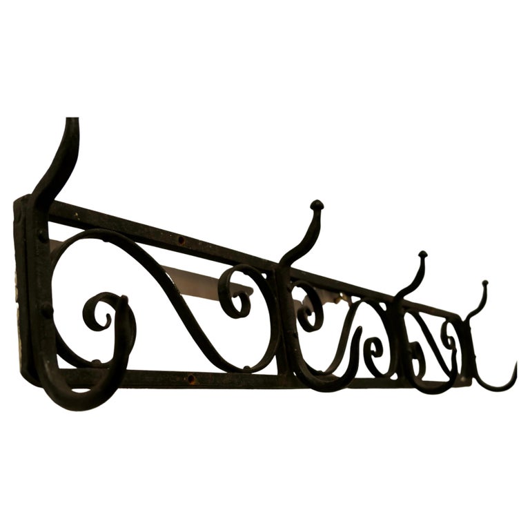 Midcentury Retro Wrought Iron Hat and Coat Rack For Sale at 1stDibs