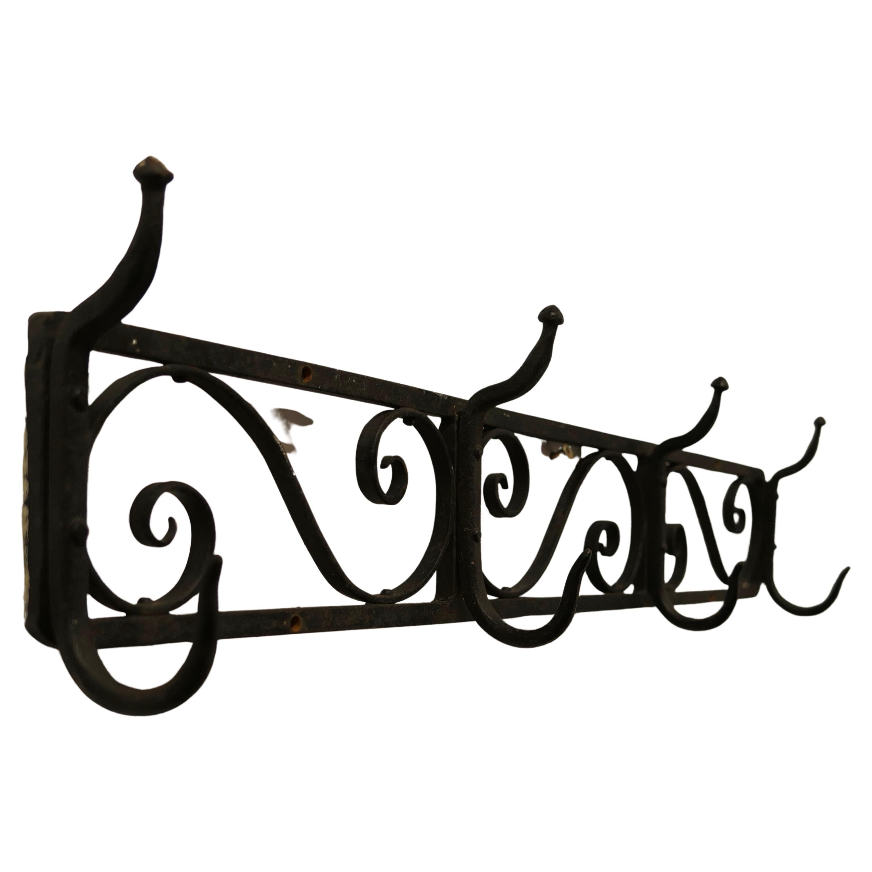 Midcentury Retro Wrought Iron Hat and Coat Rack For Sale