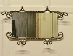 Mid Century Retro Wrought Iron Mirrored Hat and Coat Rack