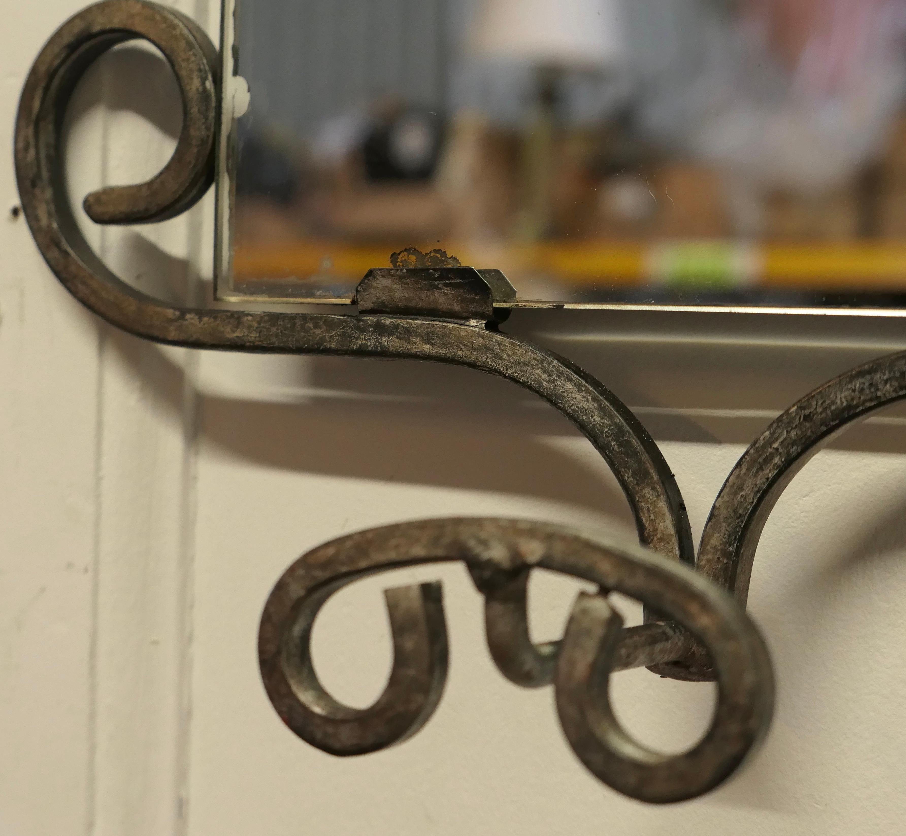 Mid Century Retro Wrought Iron Mirrored Hat and Coat Rack    For Sale 1
