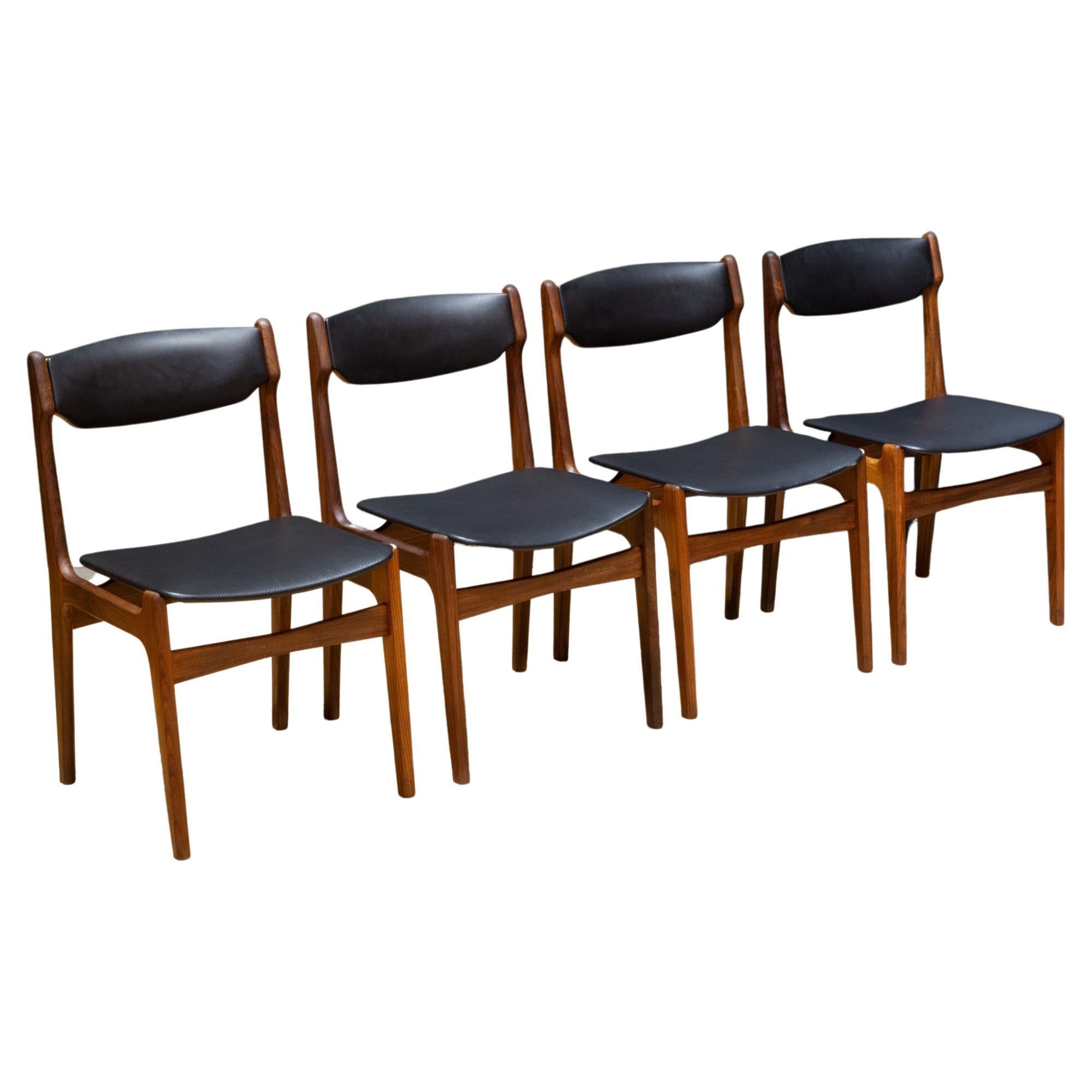 Mid-century Reupholsted Teak Dining Chairs c.1960 For Sale